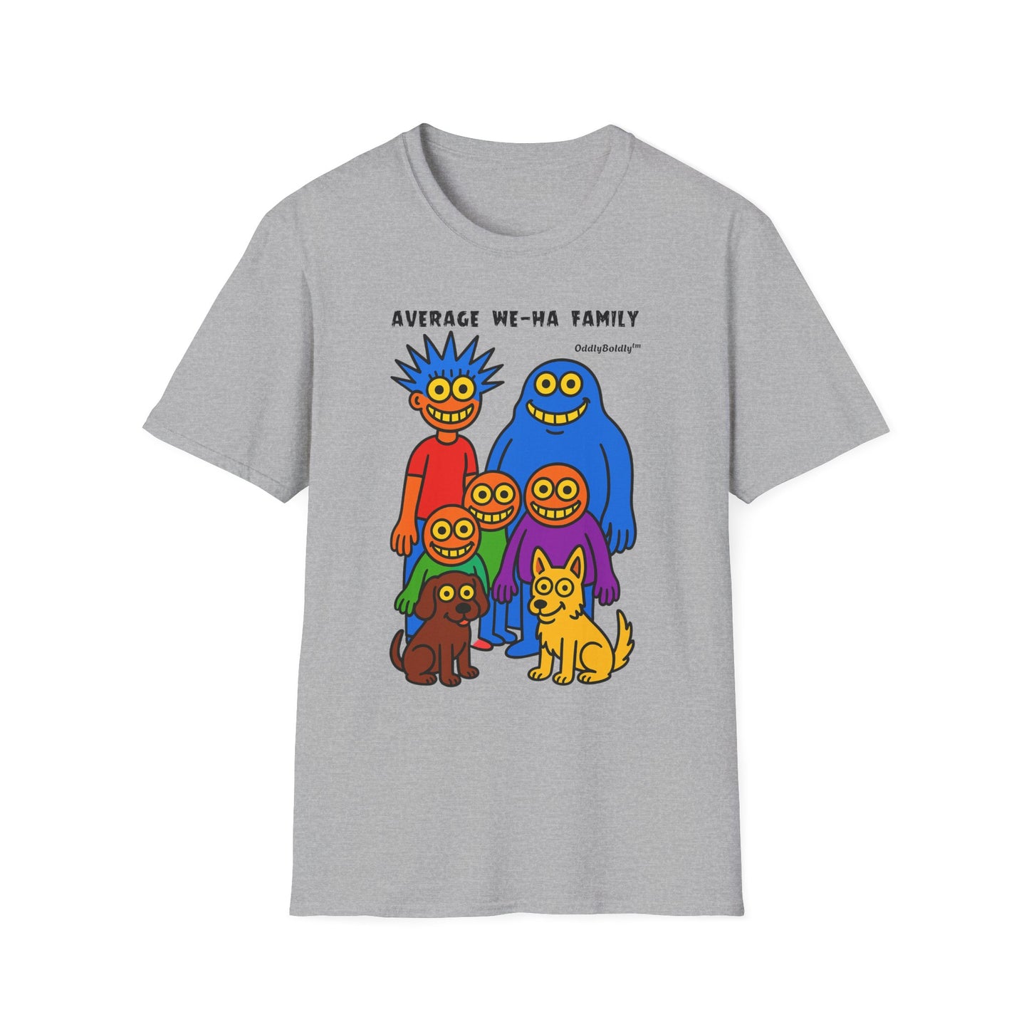 Average We-Ha Family™ T-Shirt - Bold Colorful Monsters on Black Tee, Funny Local Gift for West Hartford Residents