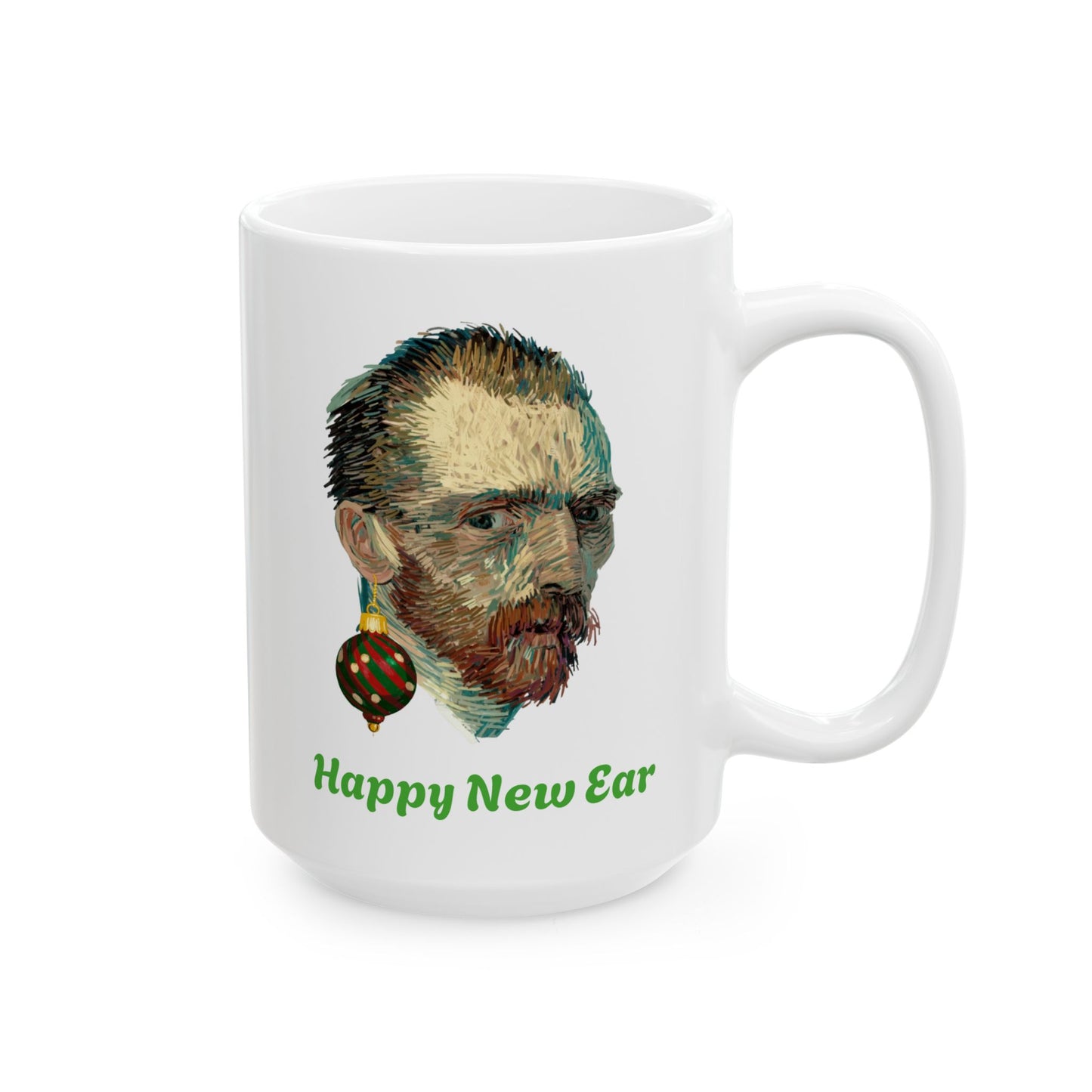 Happy New Ear Van Gogh Mug Funny Art Holiday Coffee Gift (11oz, 15oz)