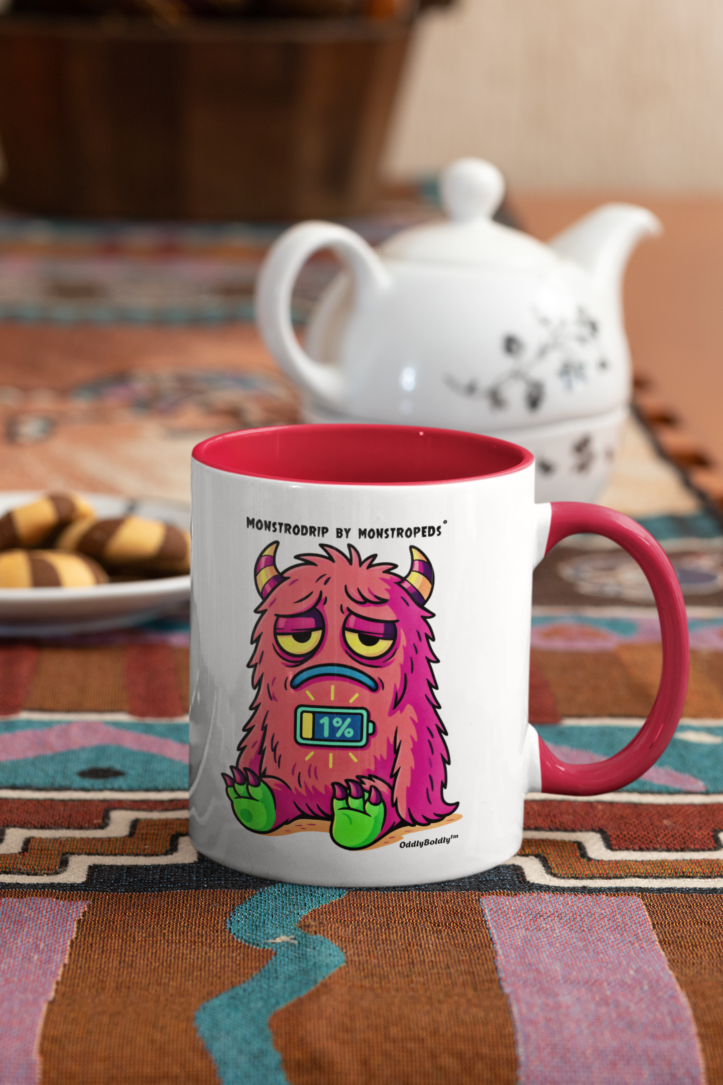 Too Tired to Function Mug | Monstrogloom™ by Monstropeds® | Funny Sleepy Monster Mug | Colorful Coffee Cup |Unique Gift for Exhausted Humans