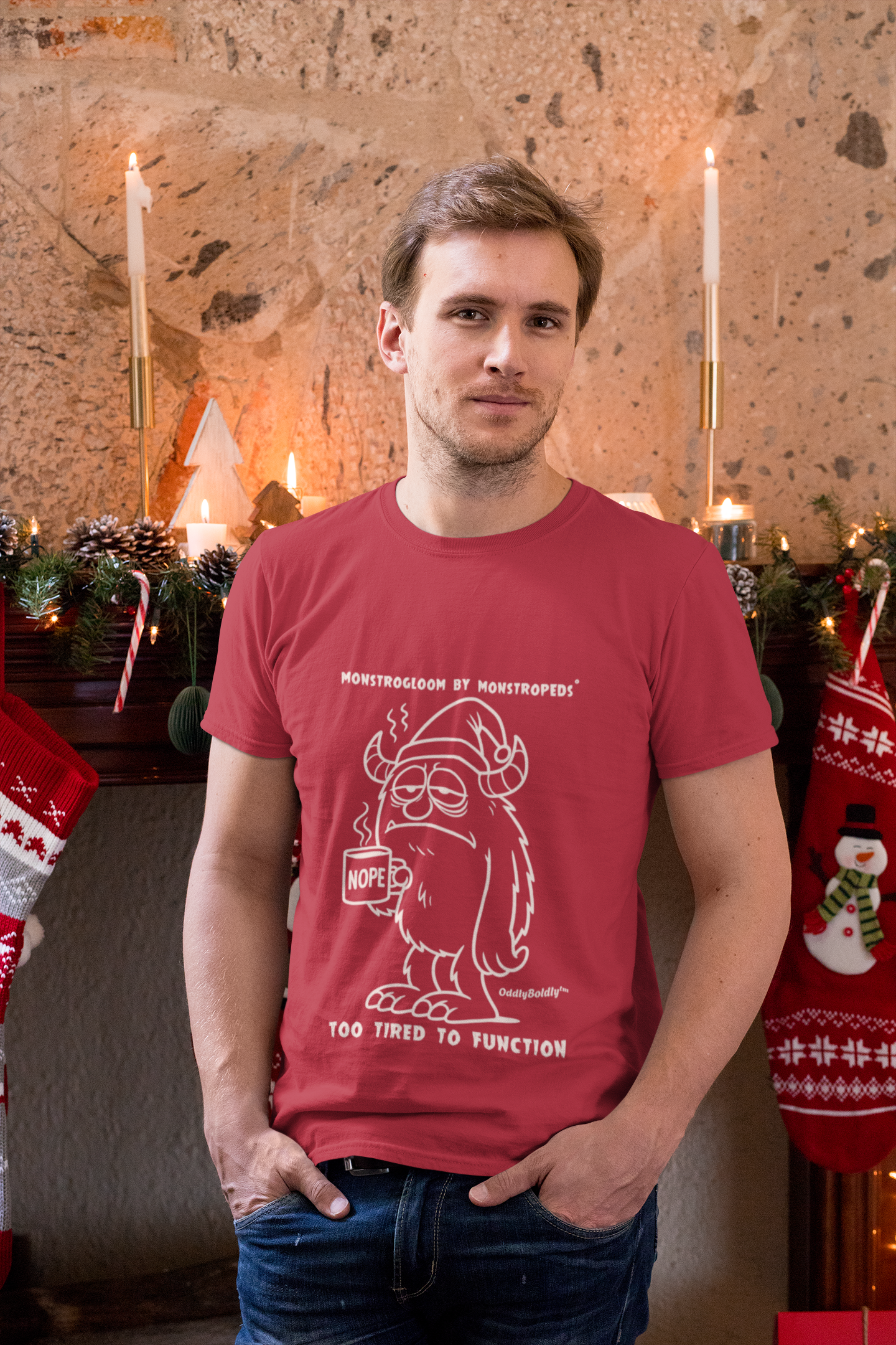 Too Tired to Function T-Shirt Sleepy Monster Design Relatable Gift Idea Dark Edition