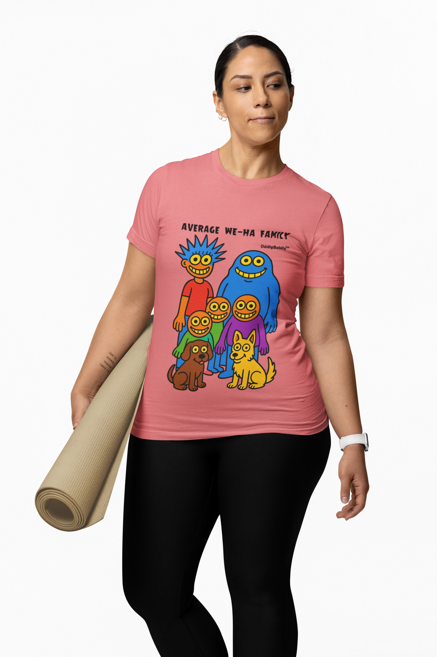 Average We-Ha Family™ T-Shirt - Bold Colorful Monsters on Black Tee, Funny Local Gift for West Hartford Residents
