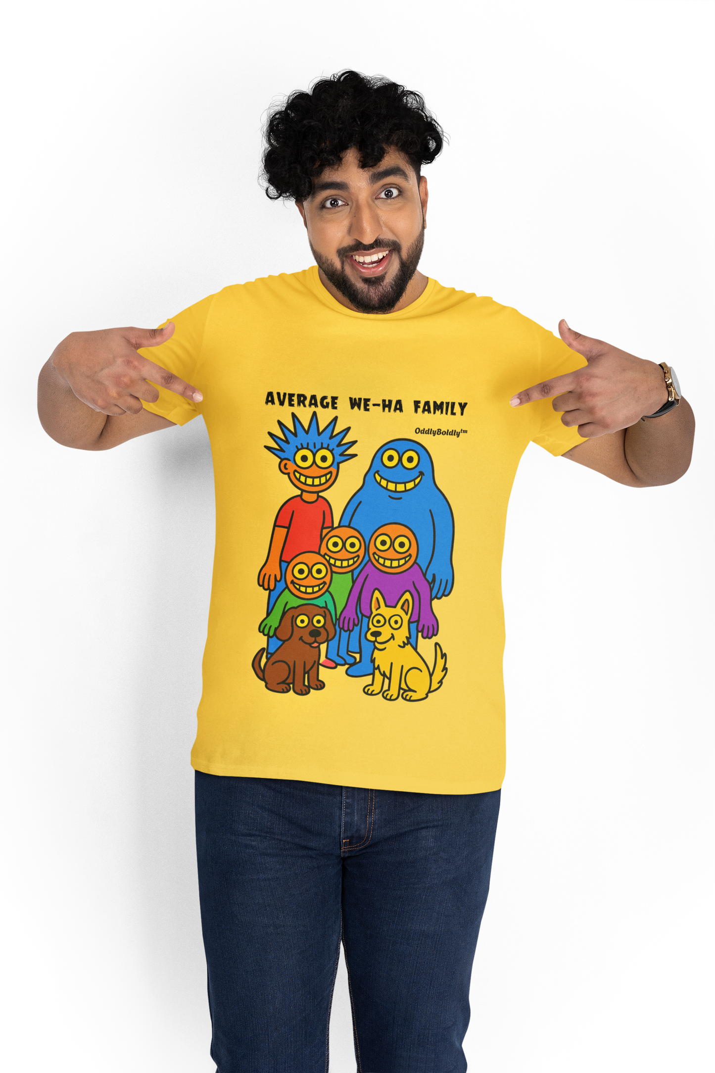Average We-Ha Family™ T-Shirt - Bold Colorful Monsters on Black Tee, Funny Local Gift for West Hartford Residents