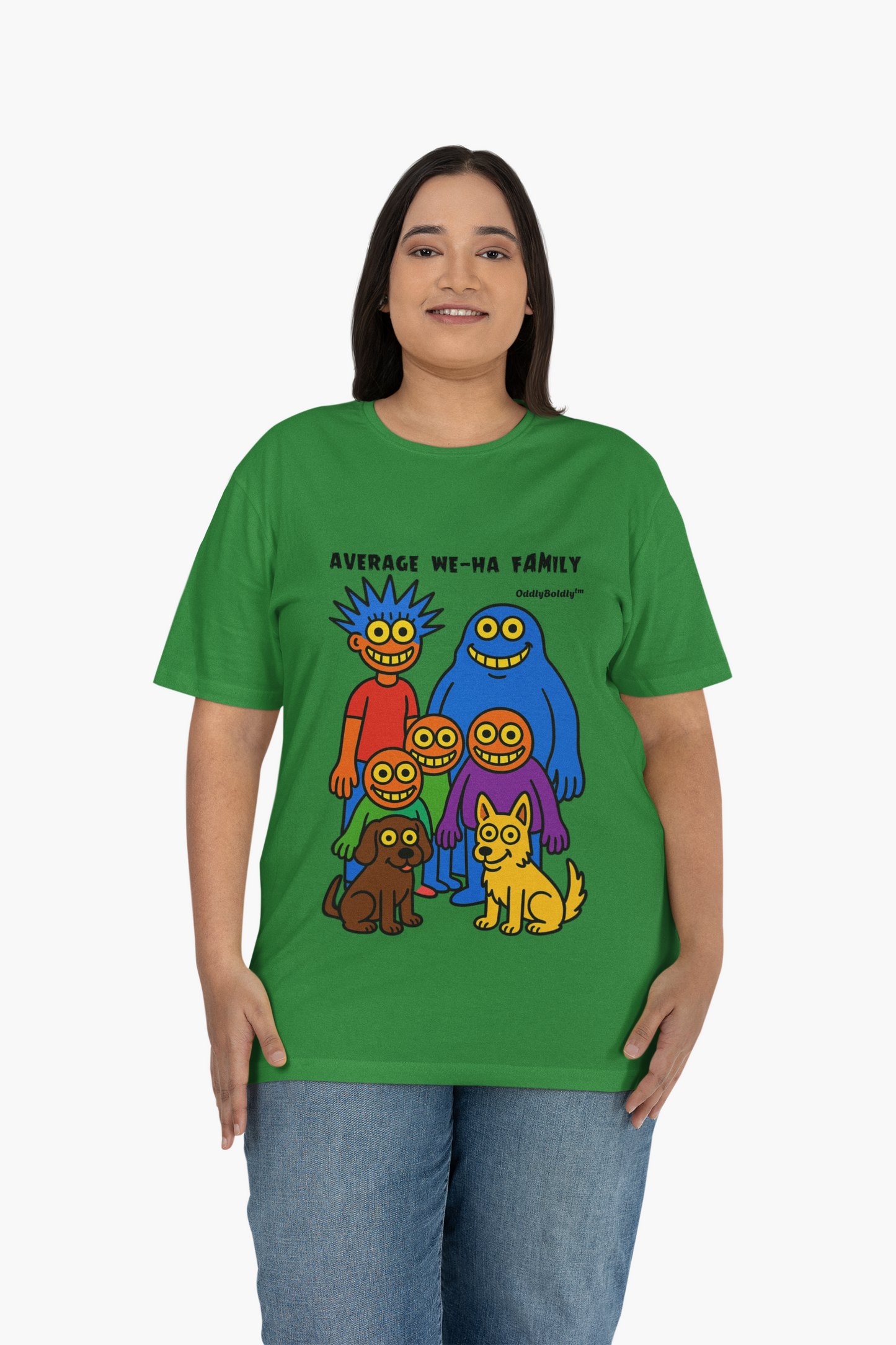Average We-Ha Family™ T-Shirt - Bold Colorful Monsters on Black Tee, Funny Local Gift for West Hartford Residents