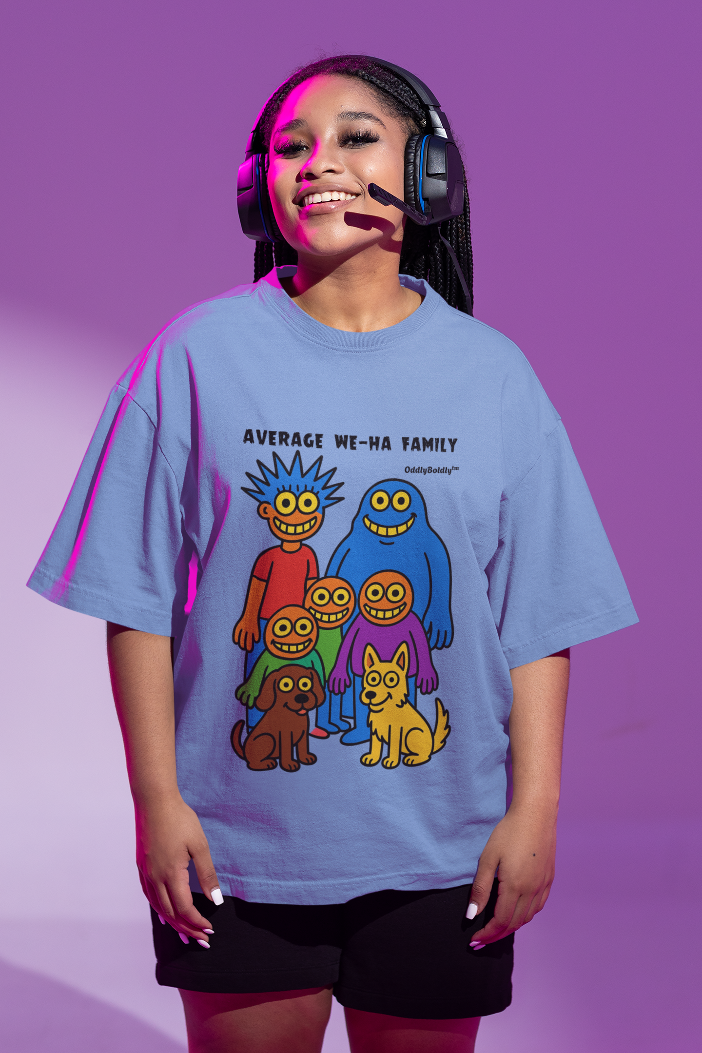 Average We-Ha Family™ T-Shirt - Bold Colorful Monsters on Black Tee, Funny Local Gift for West Hartford Residents