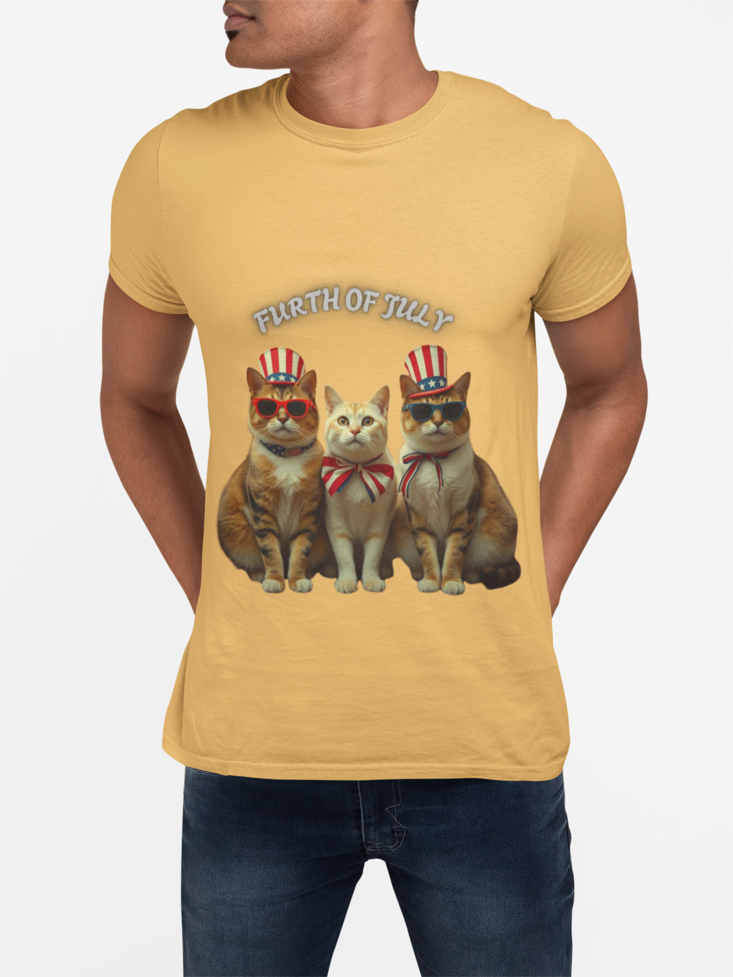Patriotic Cats 4th of July T-Shirt USA Flag Cat Shirt Independence Day Graphic Tee for Cat Lovers Vintage Unisex American Cat Shirt