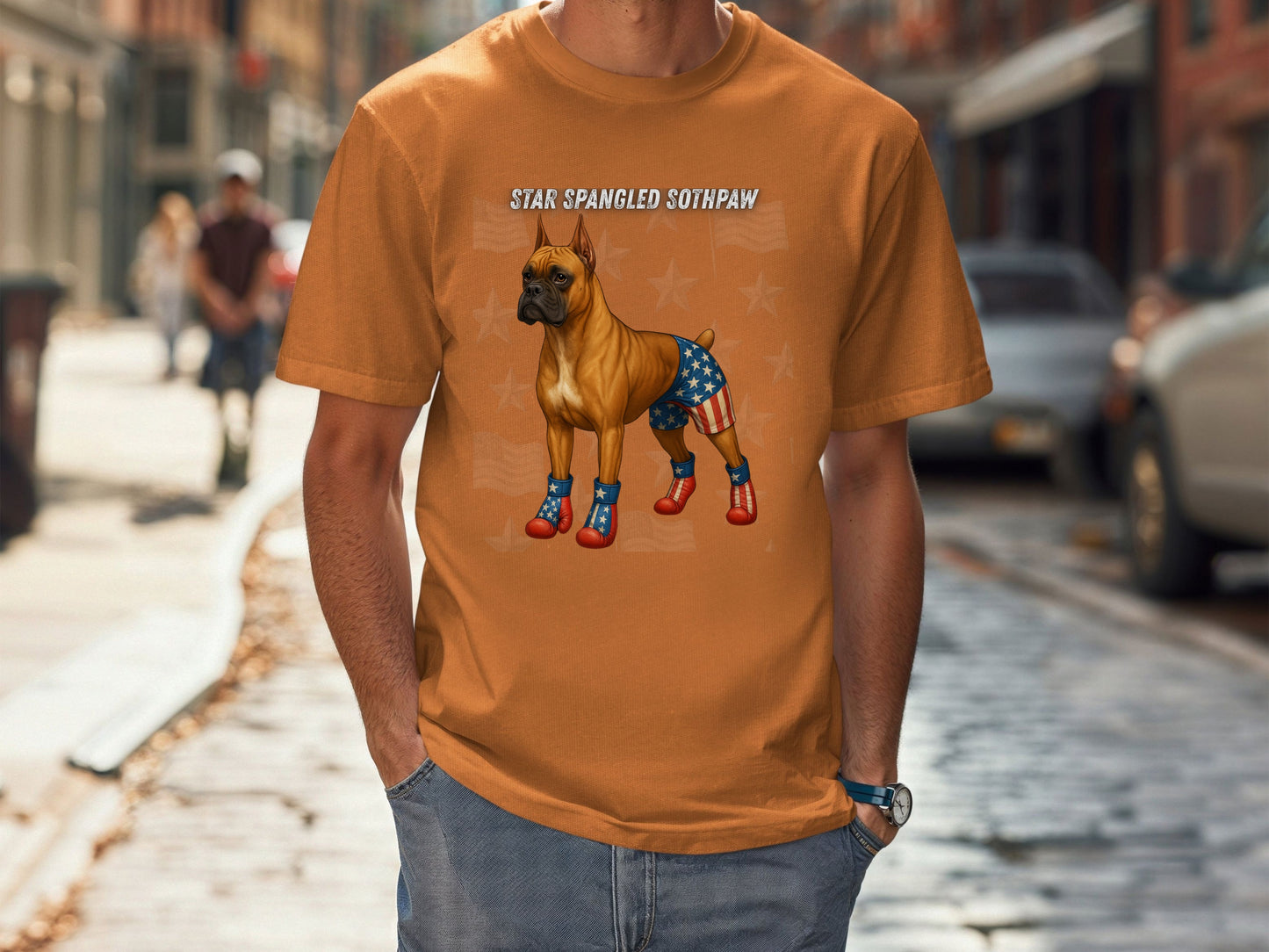 Boxer Dog Patriotic Unisex T-Shirt - 4th of July Funny Dog Shirt -USA Flag - American Pride Pet Tee