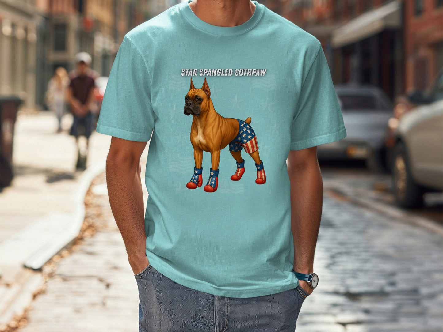 Boxer Dog Patriotic Unisex T-Shirt - 4th of July Funny Dog Shirt -USA Flag - American Pride Pet Tee