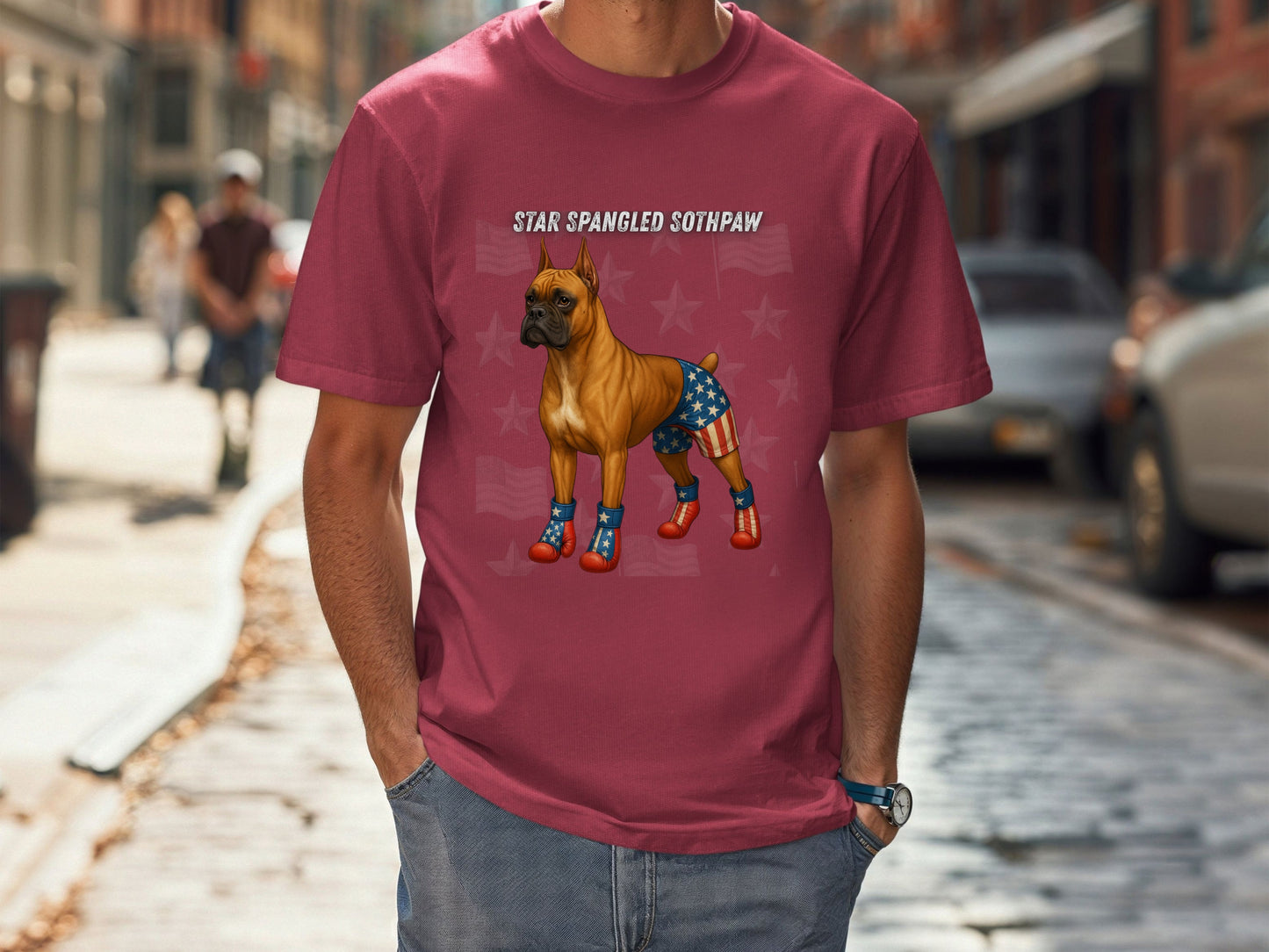 Boxer Dog Patriotic Unisex T-Shirt - 4th of July Funny Dog Shirt -USA Flag - American Pride Pet Tee
