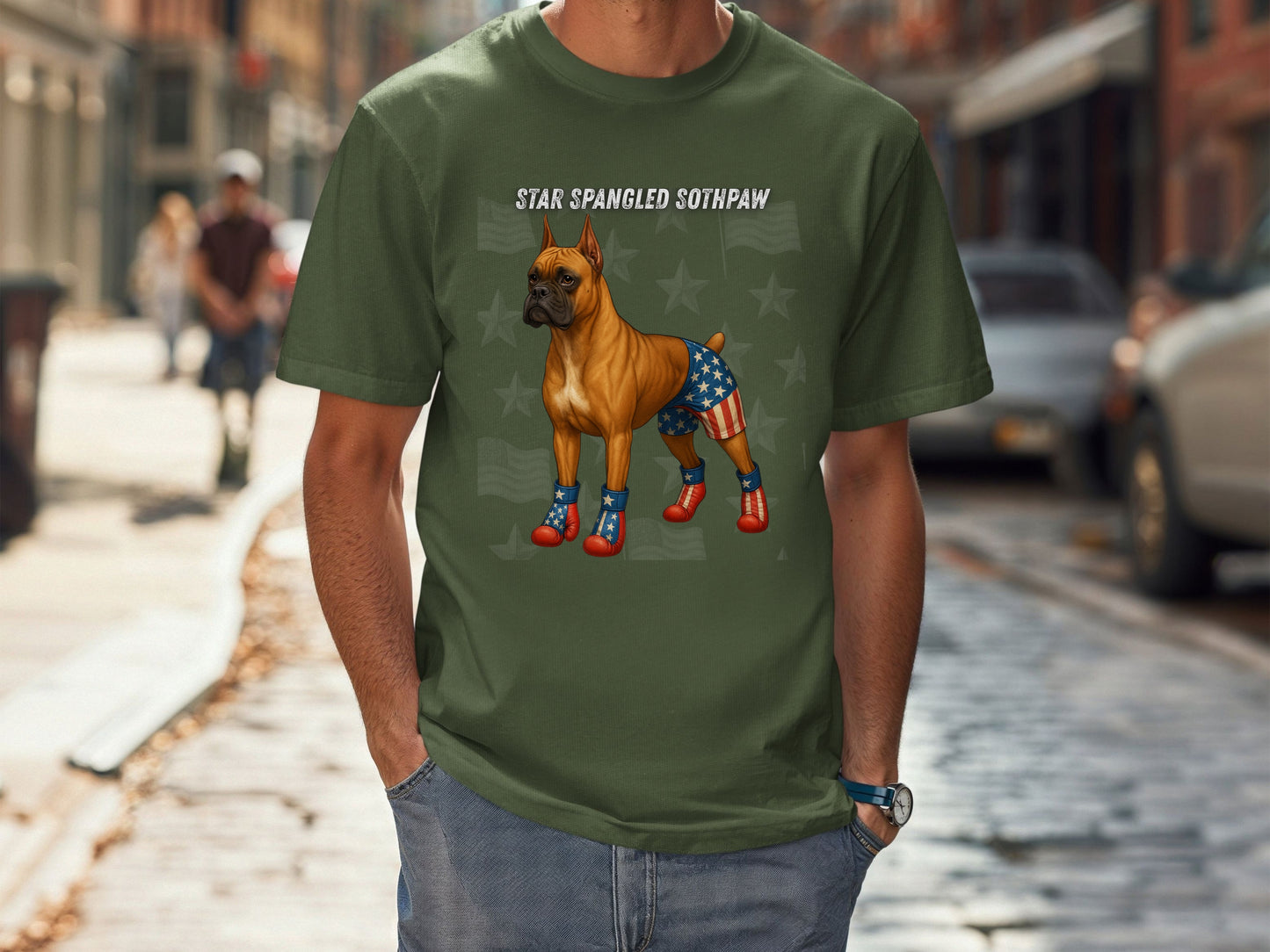 Boxer Dog Patriotic Unisex T-Shirt - 4th of July Funny Dog Shirt -USA Flag - American Pride Pet Tee