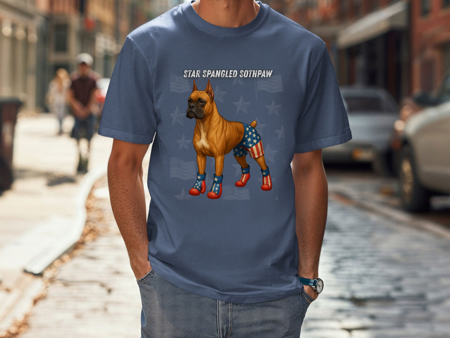 Boxer Dog Patriotic Unisex T-Shirt - 4th of July Funny Dog Shirt -USA Flag - American Pride Pet Tee