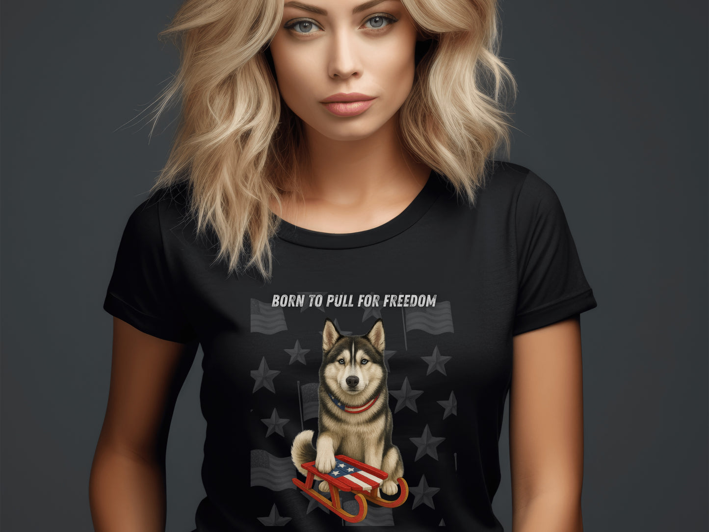 Husky Patriotic Unisex T-Shirt - 4th of July Funny Dog Shirt -USA Flag - American Pride Pet Tee Great Gift