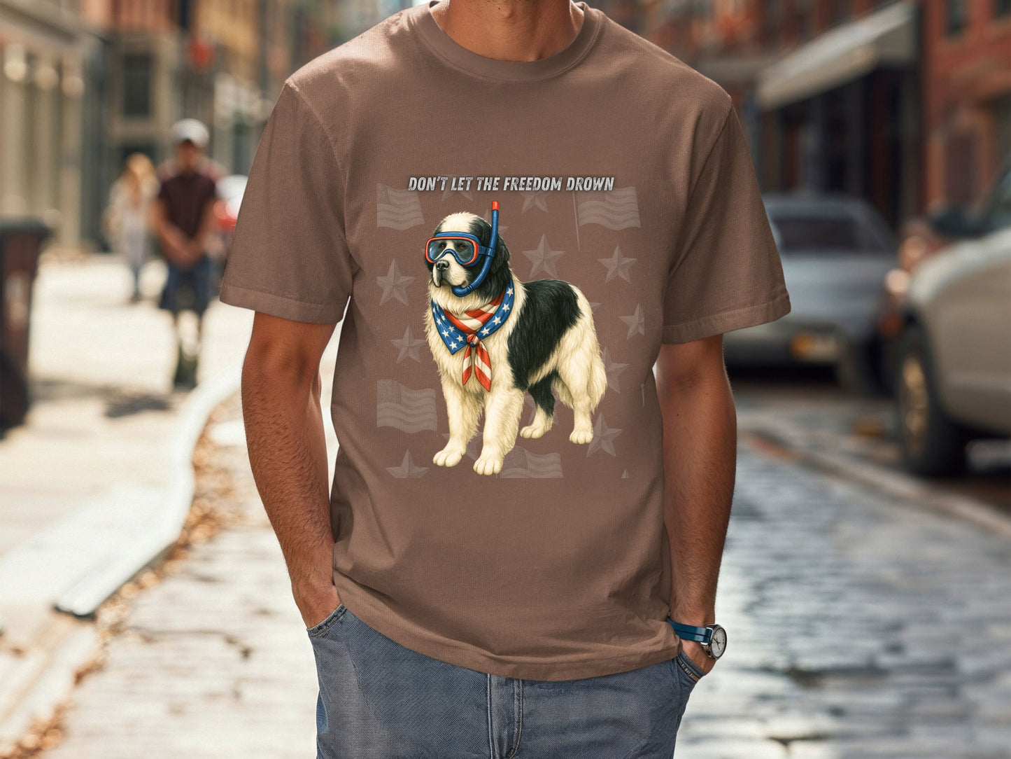 Newfoundland Patriotic Unisex T-Shirt - 4th of July Funny Dog Shirt -USA Flag - American Pride Pet Tee Great Gift