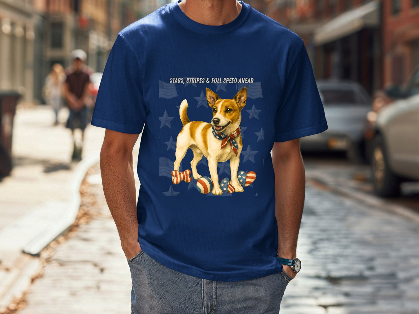 Jack Russell Patriotic Unisex T-Shirt - 4th of July Funny Dog Shirt -USA Flag - American Pride Pet Tee Great Gift