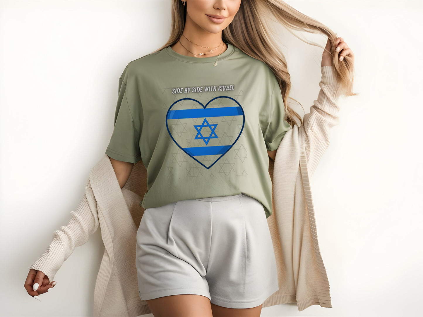 I Stand With Israel Unisex T-Shirt - Blue and White Heart Design - Jewish Pride Shirt -Support Israel Apparel - Star of David Tee