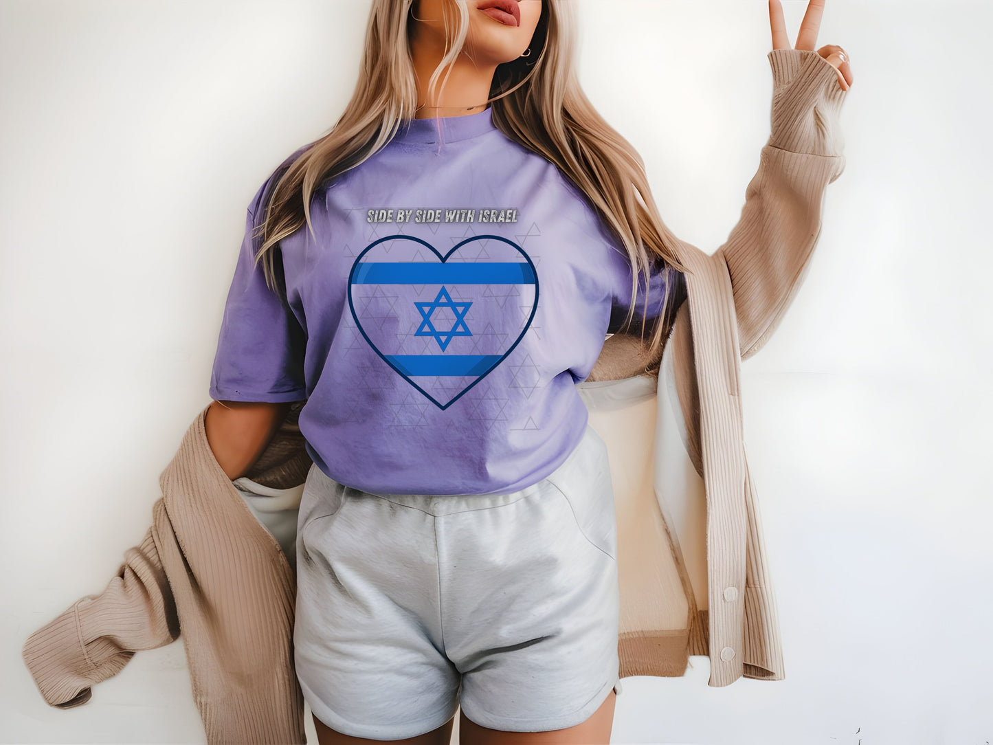 I Stand With Israel Unisex T-Shirt - Blue and White Heart Design - Jewish Pride Shirt -Support Israel Apparel - Star of David Tee
