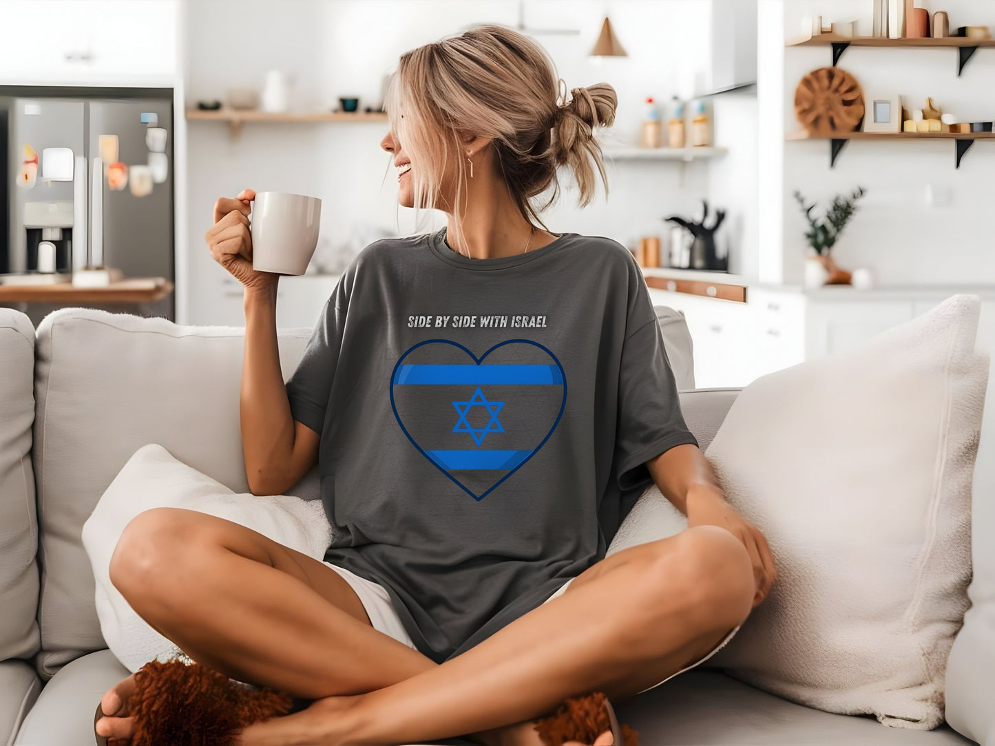 I Stand With Israel Unisex T-Shirt - Blue and White Heart Design - Jewish Pride Shirt -Support Israel Apparel - Star of David Tee