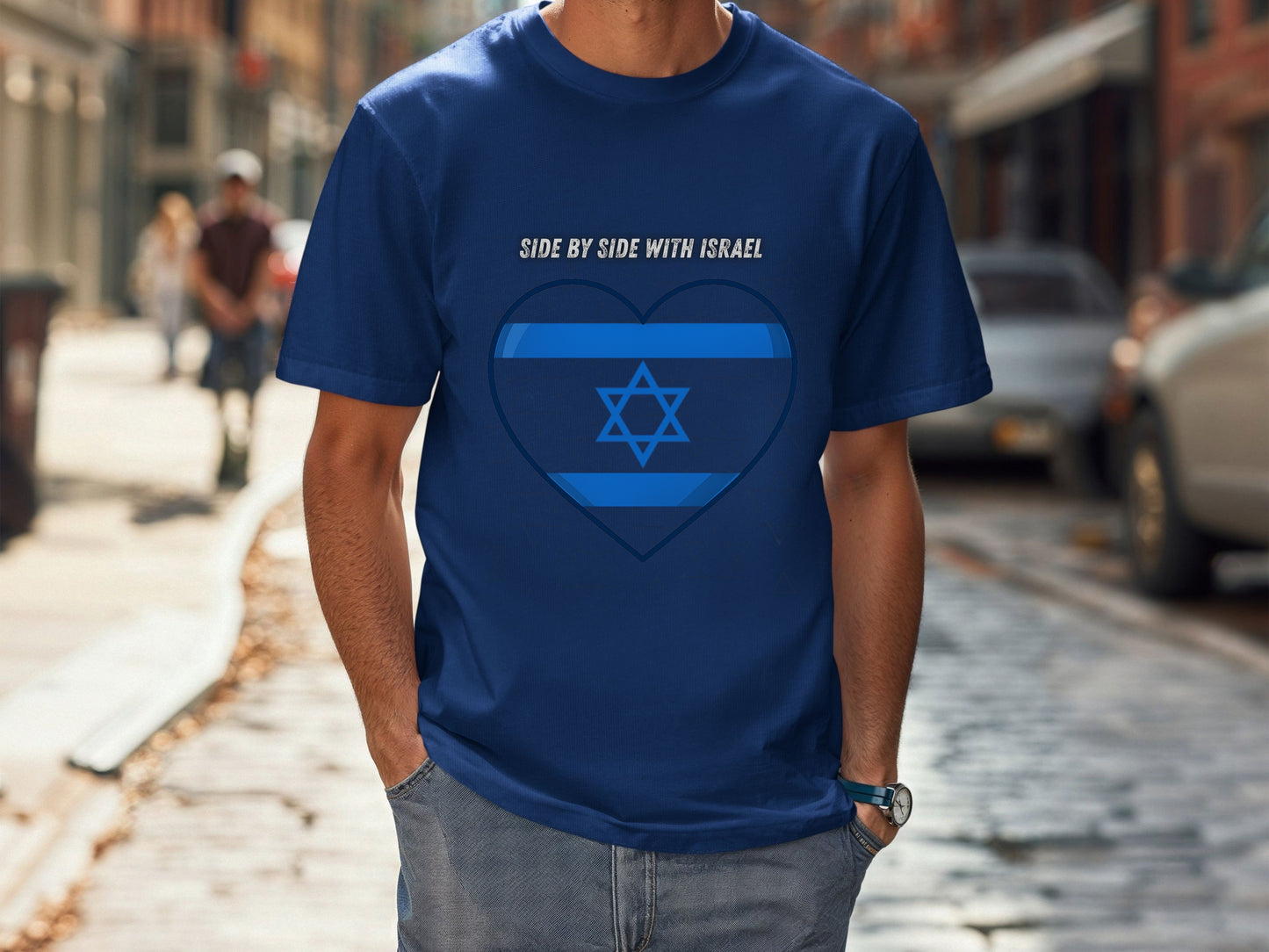 I Stand With Israel Unisex T-Shirt - Blue and White Heart Design - Jewish Pride Shirt -Support Israel Apparel - Star of David Tee