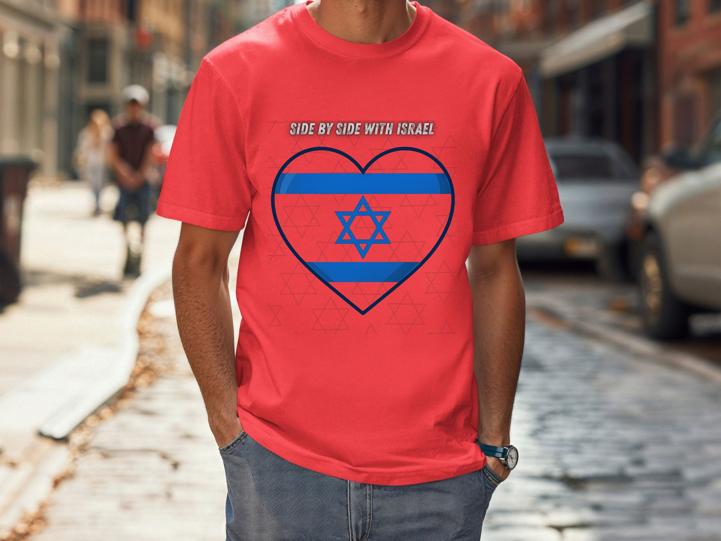I Stand With Israel Unisex T-Shirt - Blue and White Heart Design - Jewish Pride Shirt -Support Israel Apparel - Star of David Tee