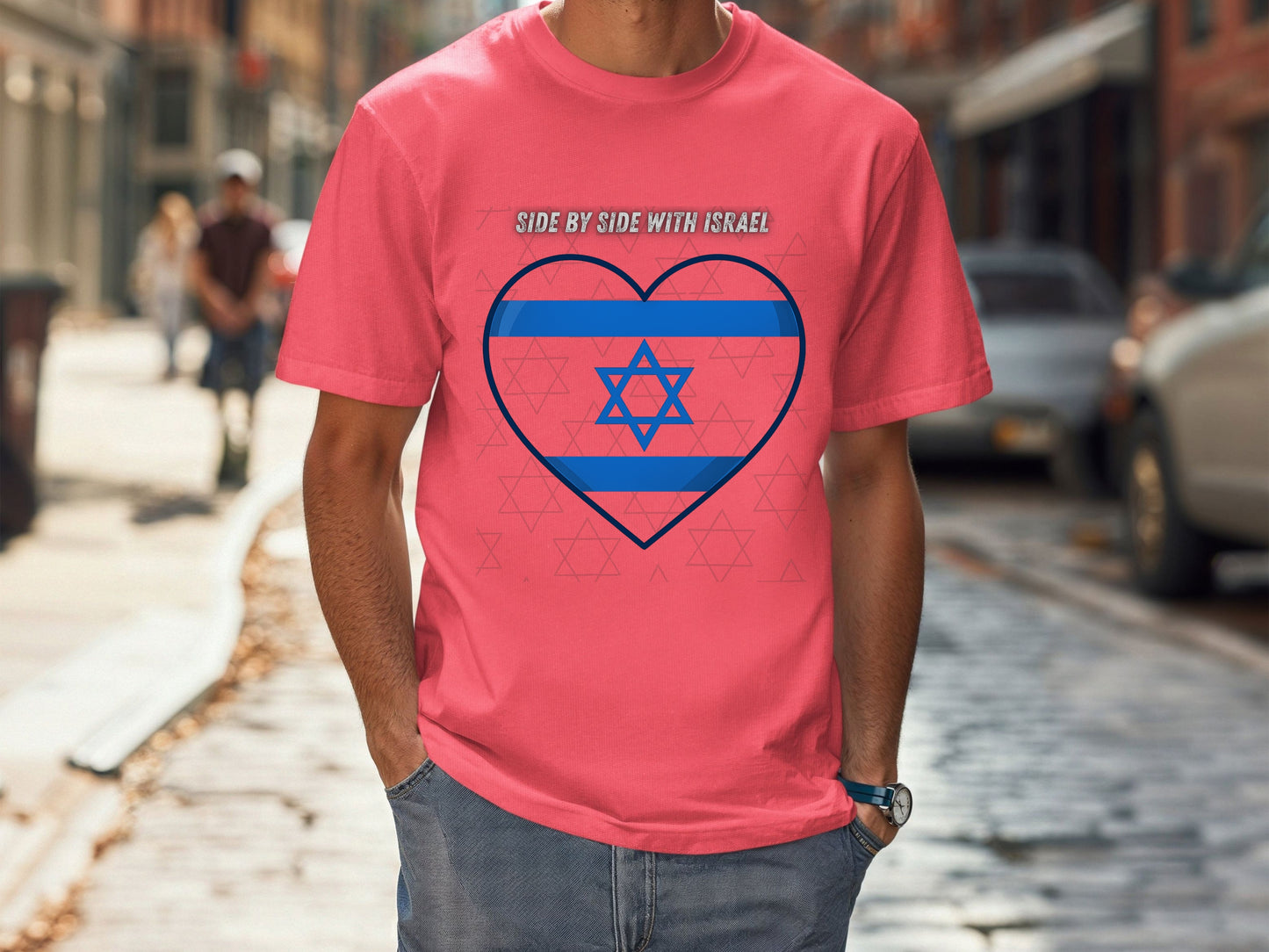 I Stand With Israel Unisex T-Shirt - Blue and White Heart Design - Jewish Pride Shirt -Support Israel Apparel - Star of David Tee