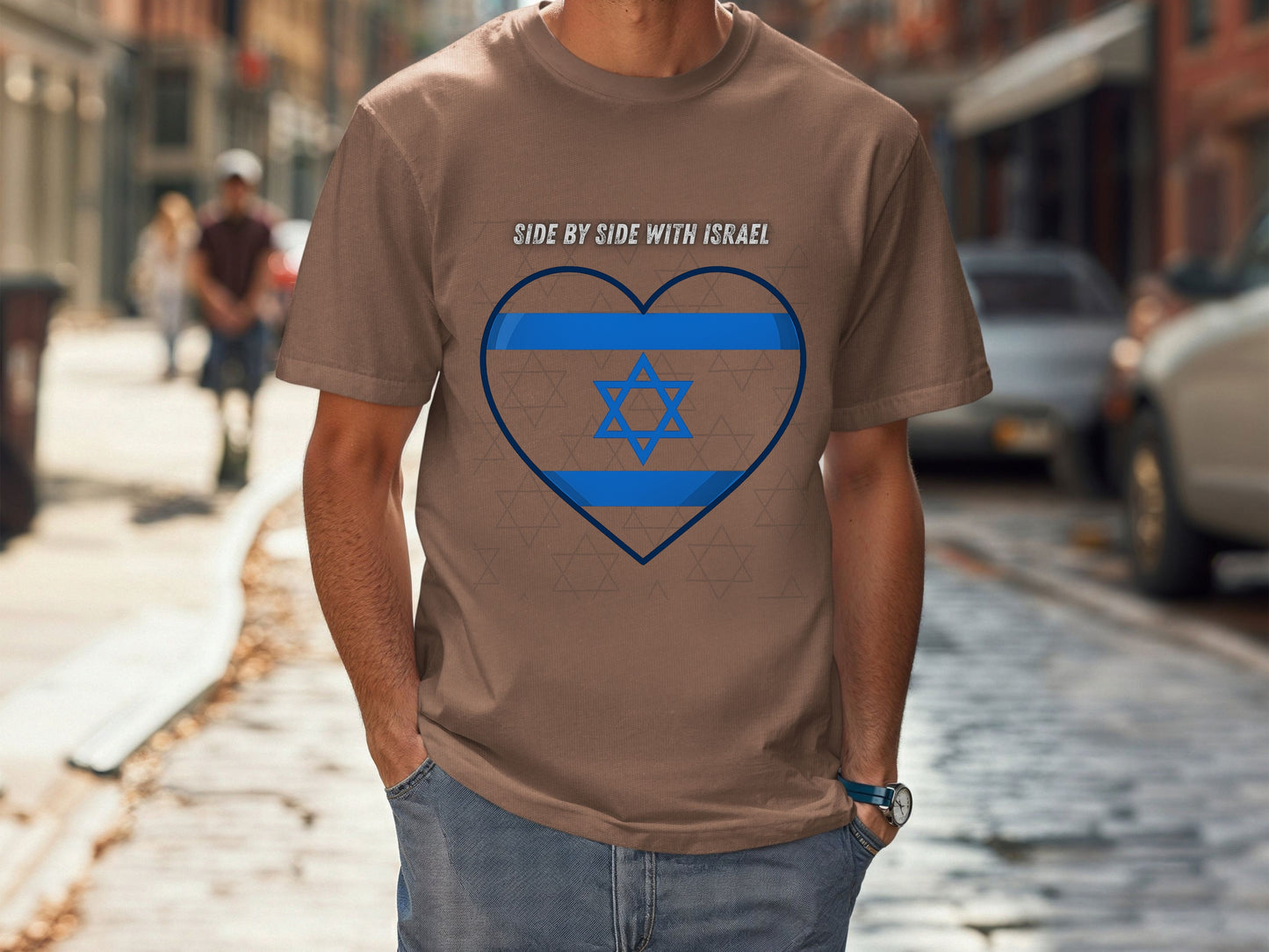 I Stand With Israel Unisex T-Shirt - Blue and White Heart Design - Jewish Pride Shirt -Support Israel Apparel - Star of David Tee