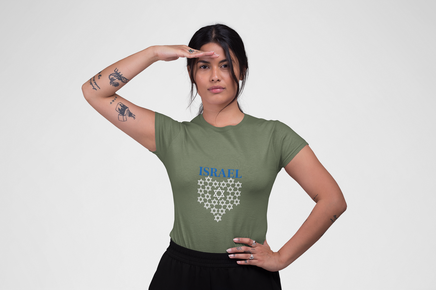 Israel Star Heart Unisex Shirt - Patriotic Blue Lettering Design-Support Israel Apparel - Stars of David Tee -Stand with Israel