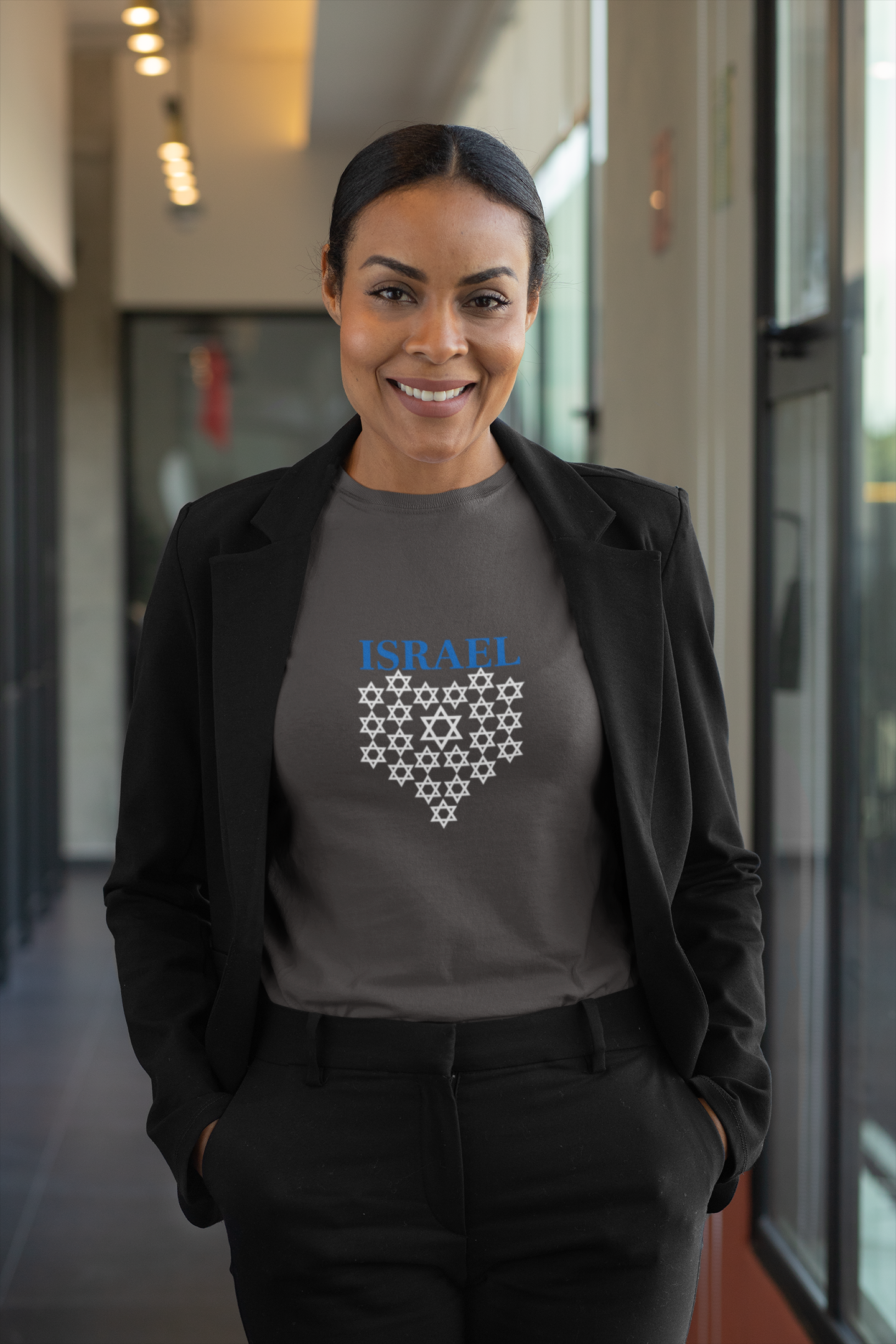 Israel Star Heart Unisex Shirt - Patriotic Blue Lettering Design-Support Israel Apparel - Stars of David Tee -Stand with Israel