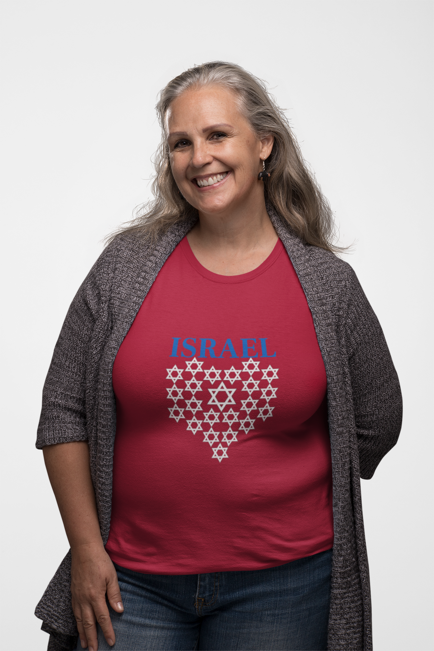 Israel Star Heart Unisex Shirt - Patriotic Blue Lettering Design-Support Israel Apparel - Stars of David Tee -Stand with Israel