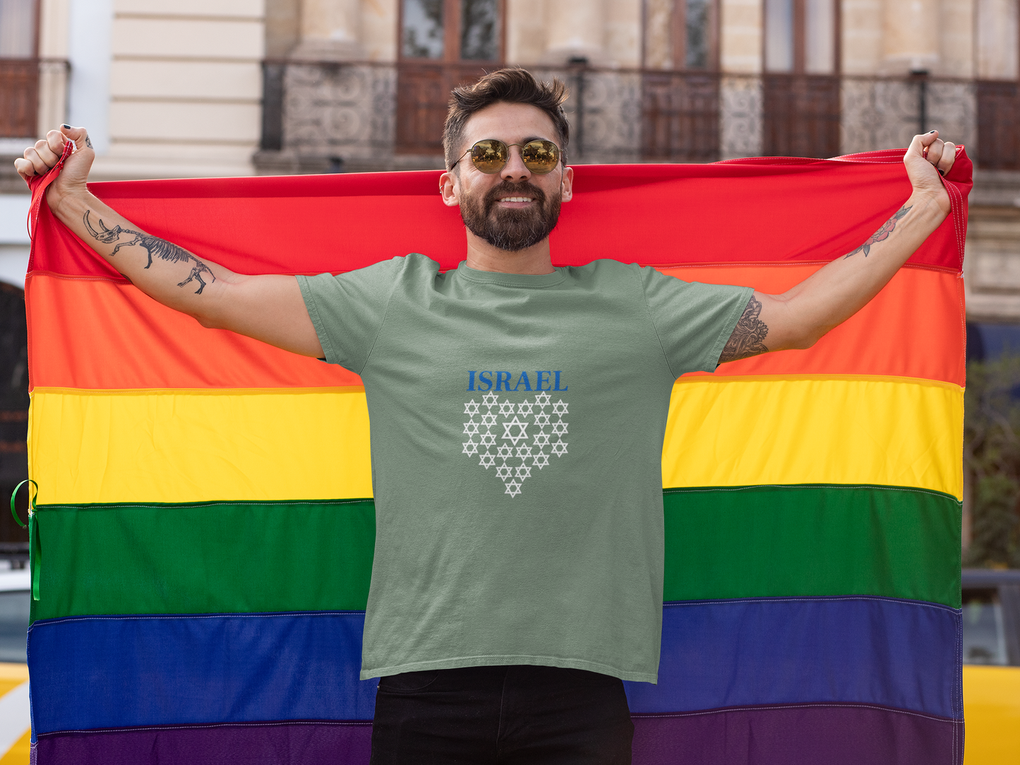 Israel Star Heart Unisex Shirt - Patriotic Blue Lettering Design-Support Israel Apparel - Stars of David Tee -Stand with Israel