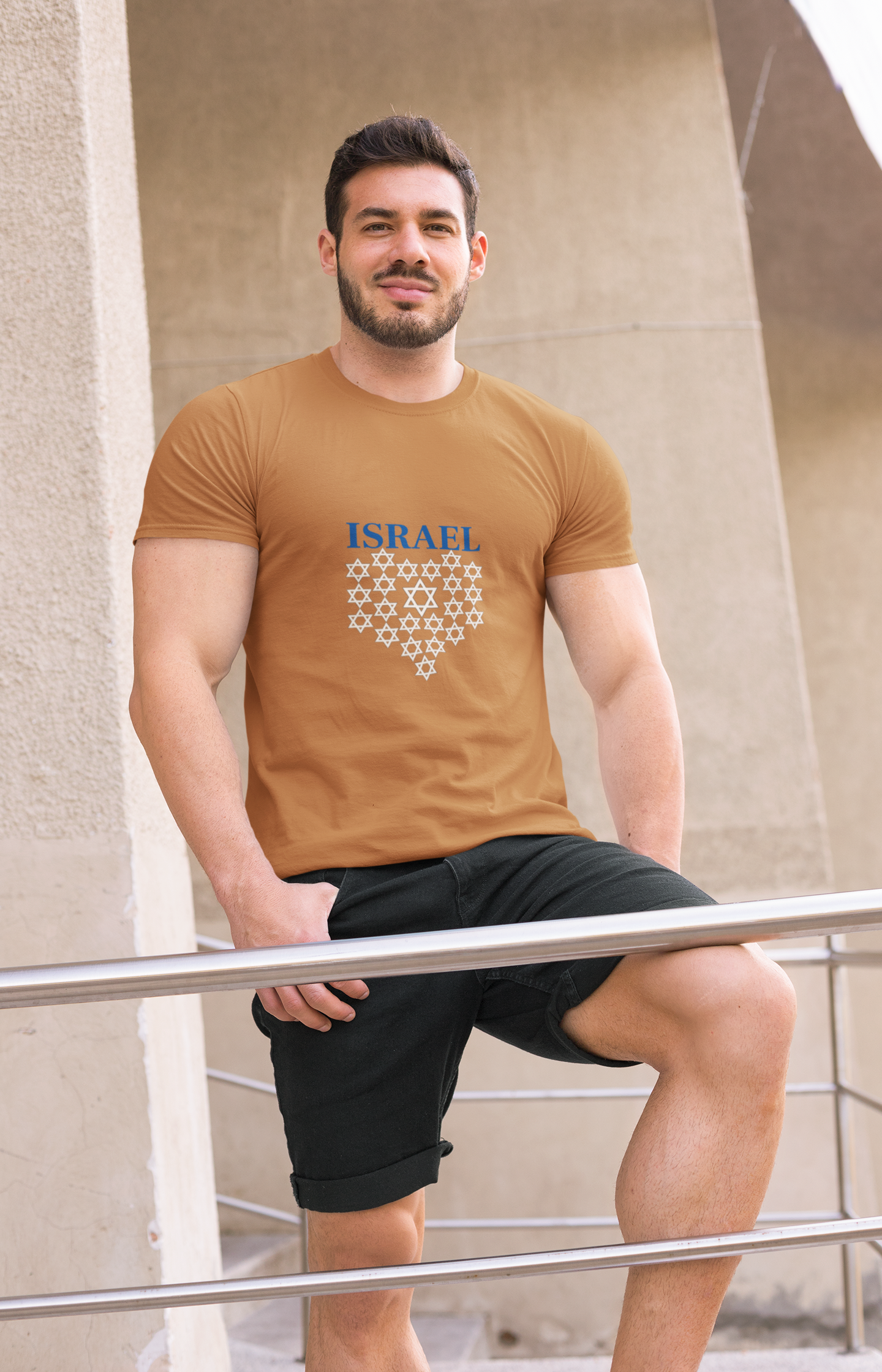 Israel Star Heart Unisex Shirt - Patriotic Blue Lettering Design-Support Israel Apparel - Stars of David Tee -Stand with Israel