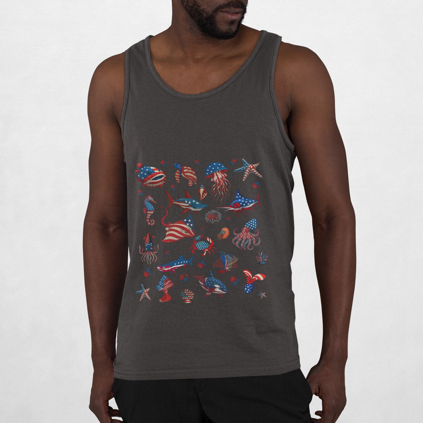 Stonewash Tank Top with Patriotic Design | Unisex Summer Shirt for Independence Day, Vintage Style, Beach Wear, Gift