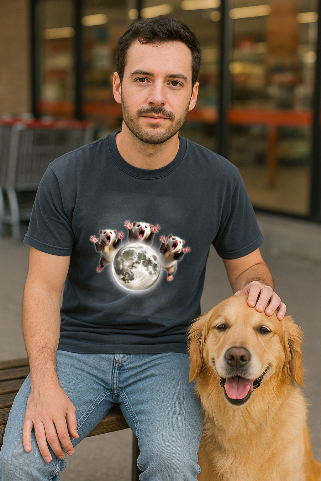Three Howling Possums Moon Shirt- Funny Vintage Opossum Tee, Retro Howling Possum Unisex T- Shirt, Washed Tee Possum lovers gift