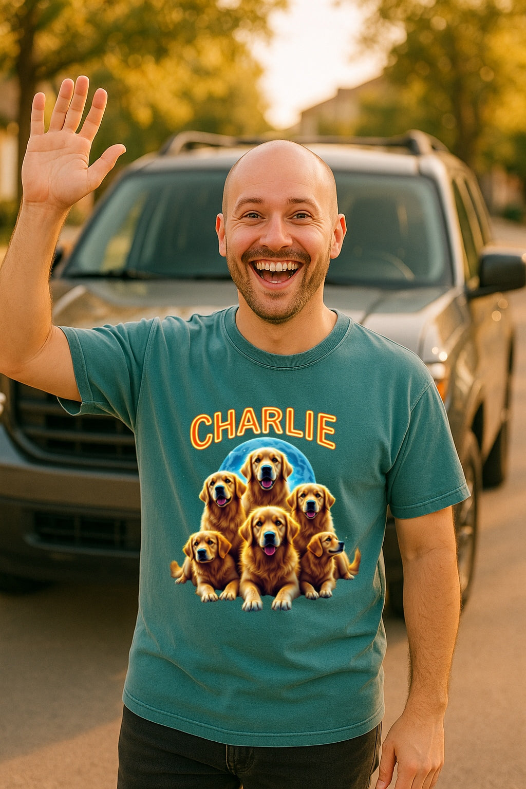 Custom 90s Retro Dog Shirt-Personalized Comfort Colors™ Tee with Name-Golden Retriever Bootleg Style-Dog Lover Gift-Custom Bootleg Shirt
