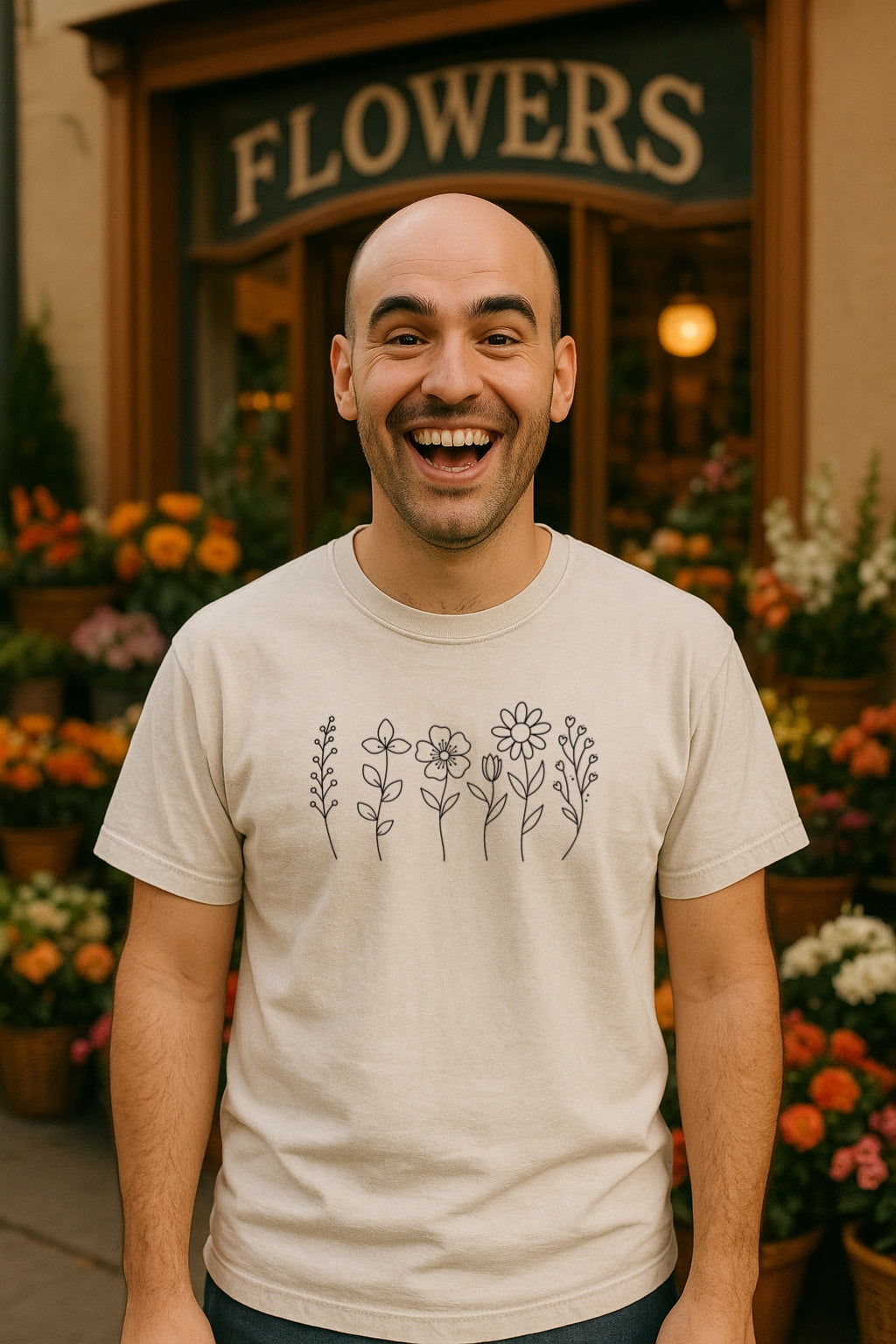 Minimalist Wildflower Line Art T-Shirt - Comfort Colors® Wildflower Shirt, Aesthetic Botanical One-Line Flower Shirt, Simple Nature Gift