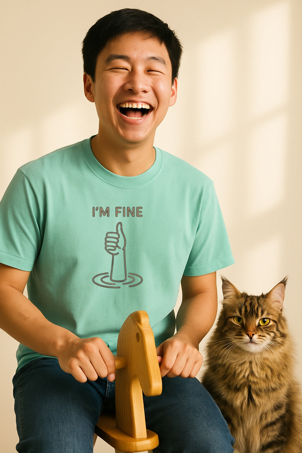 I'm Fine - Dark Humor Drowning T-Shirt-Dyed Comfort Colors®T-Shirt