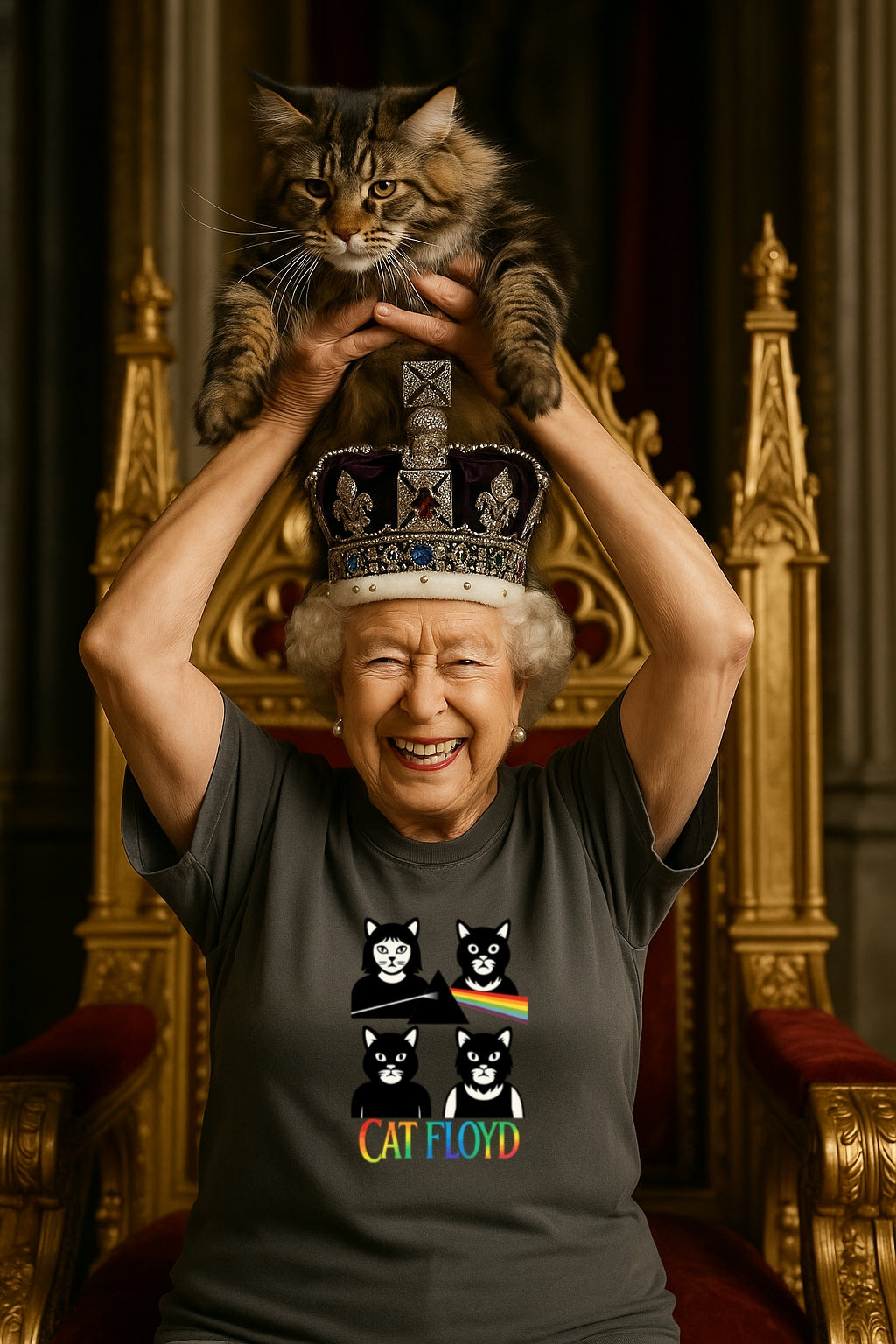 Cat Floyd Funny Cat Band Parody T-shirt for Music Lovers & Pink Floyd Fans, Graphic Tee, Rainbow Prism Dark Side Cats Shirt, Unisex