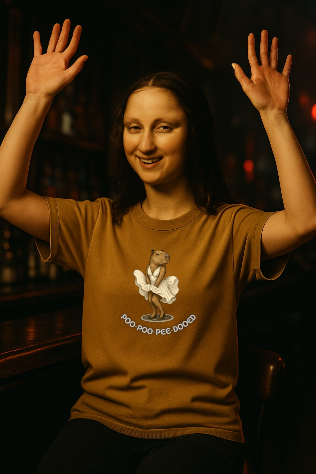 Comfort Colors Dyed Unisex T-Shirt Poo-Poo-Pee-Dooed - Funny Capybara Marilyn Parody Shirt for Animal & Humor Lovers