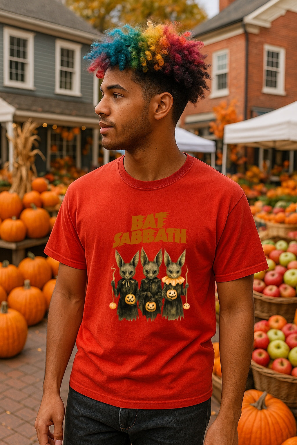 Bat Sabbath Shirt - Vintage Halloween Bat Band Tee - Retro Comfort Colors Dyed Unisex T-Shirt - Spooky Rock Parody - Fall Gothic Gift