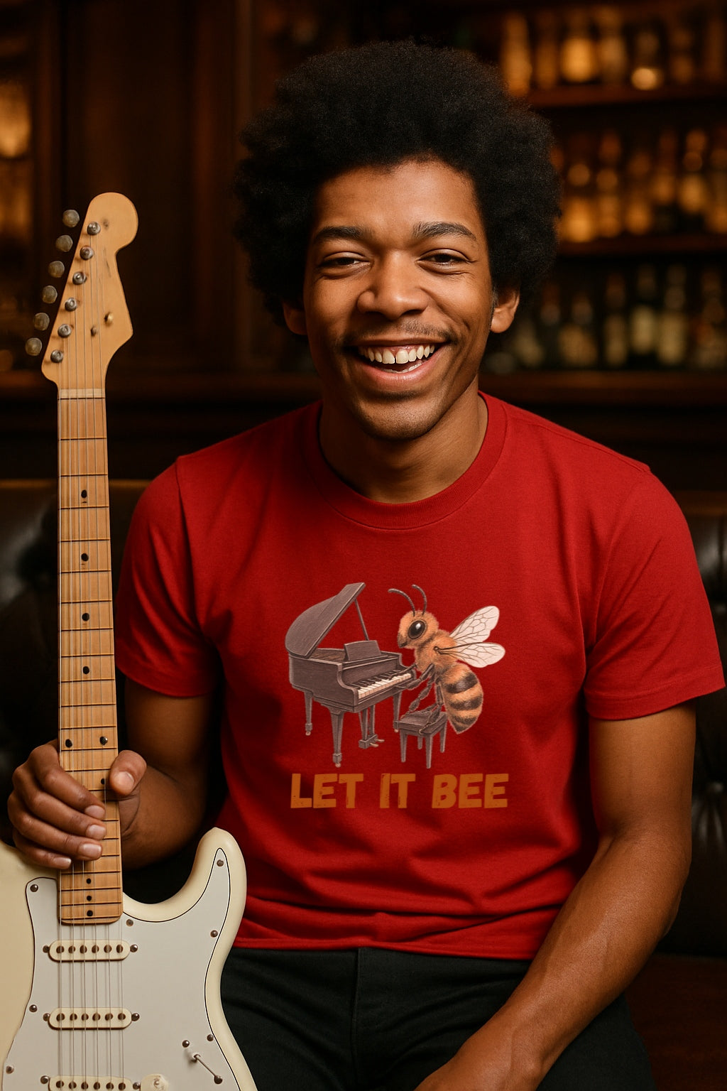Let It Bee - Bee Playing Piano Parody T-Shirt, Unisex Cotton Crew Tee, Music Lover Gift, Sarcastic Tee, Next Level 360 Shirt