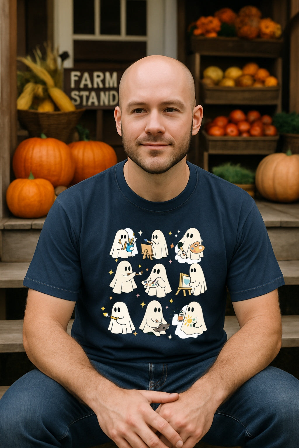 Artist Ghosts T-Shirt - Cute Ghosts Painting Halloween Shirt for Artists, Creative Souls - Unisex Garment-Dyed Tee
