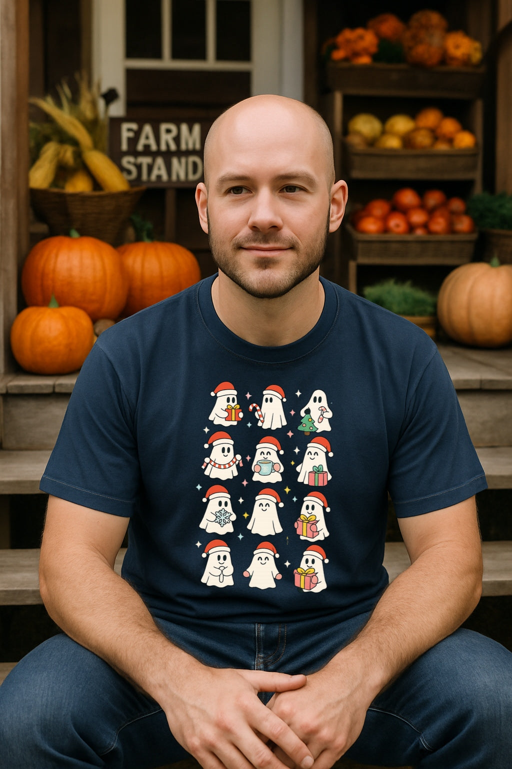 Holiday Ghosts T-shirt - Cute Christmas Ghosts with Gifts & Santa Hats - Funny Halloween Christmas Tee - Spooky Xmas Shirt - Ghost Lover