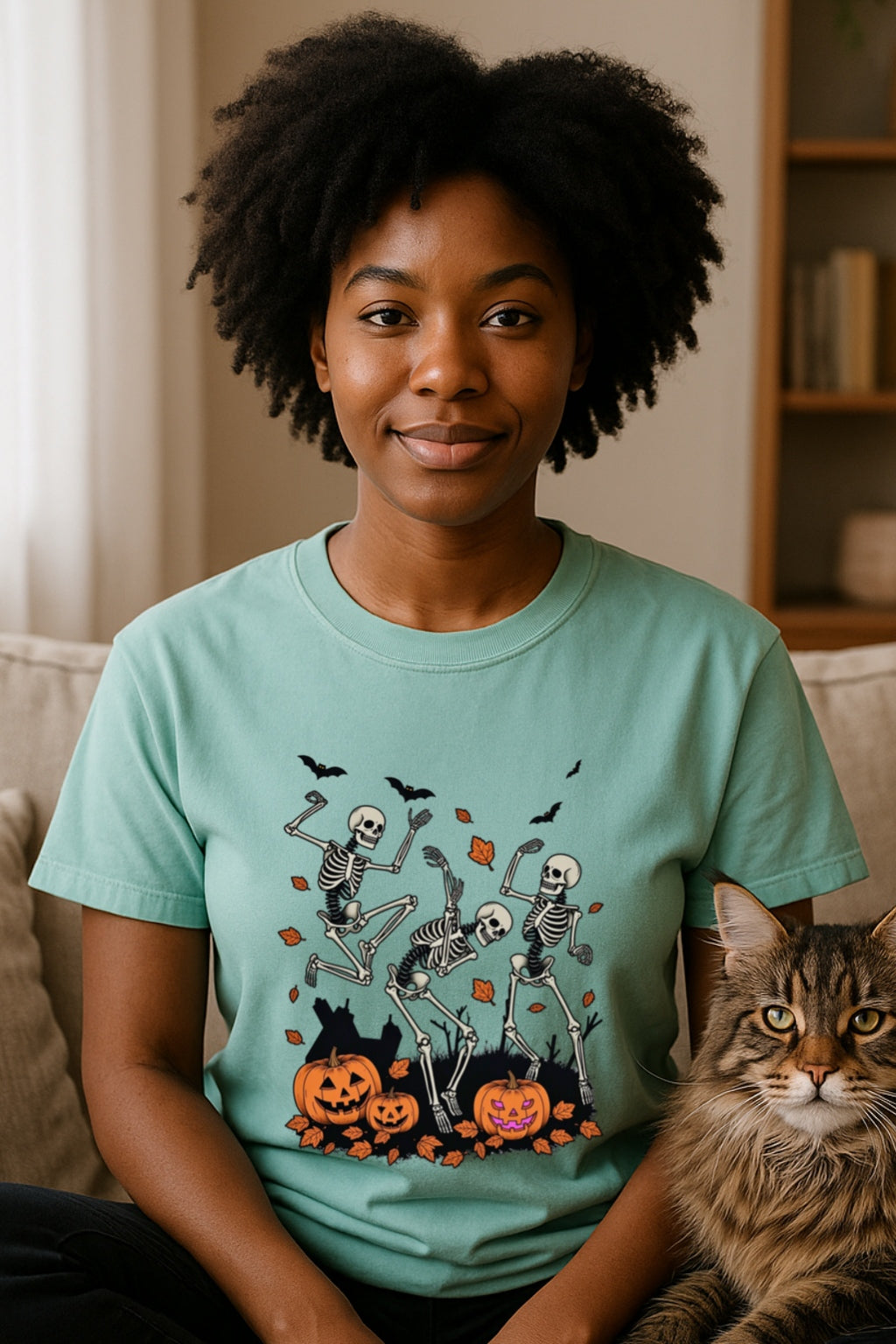 Comfort Colors® Halloween Dancing Skeletons Unisex Shirt - Funny Spooky Pumpkin Tee, Retro Party Tee, Halloween Gift for Him or Her,