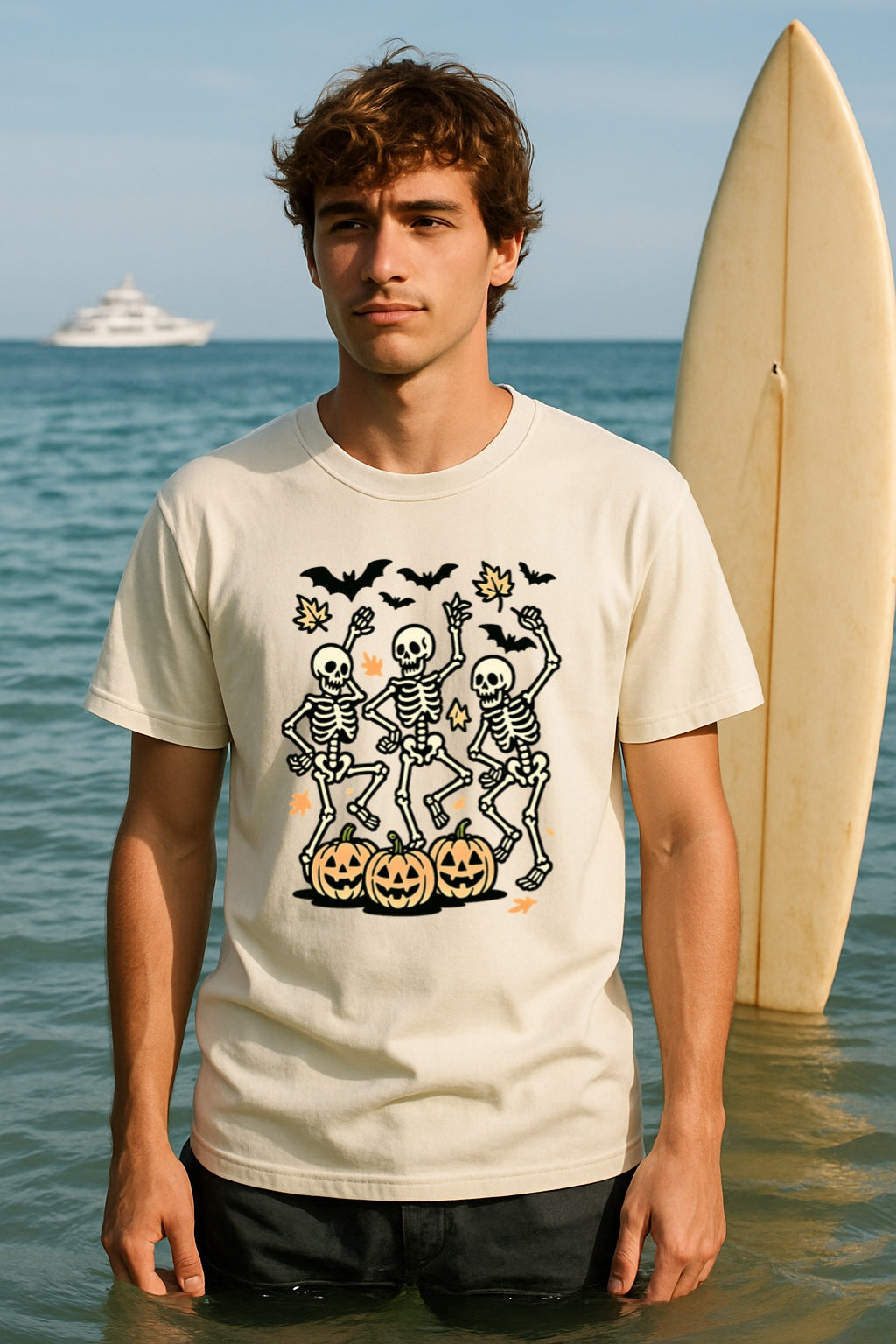 Dancing Skeletons Halloween T-shirt - Retro Pumpkin Skeleton Tee - Spooky Season Unisex Comfort Colors™ Dyed T-Shirt