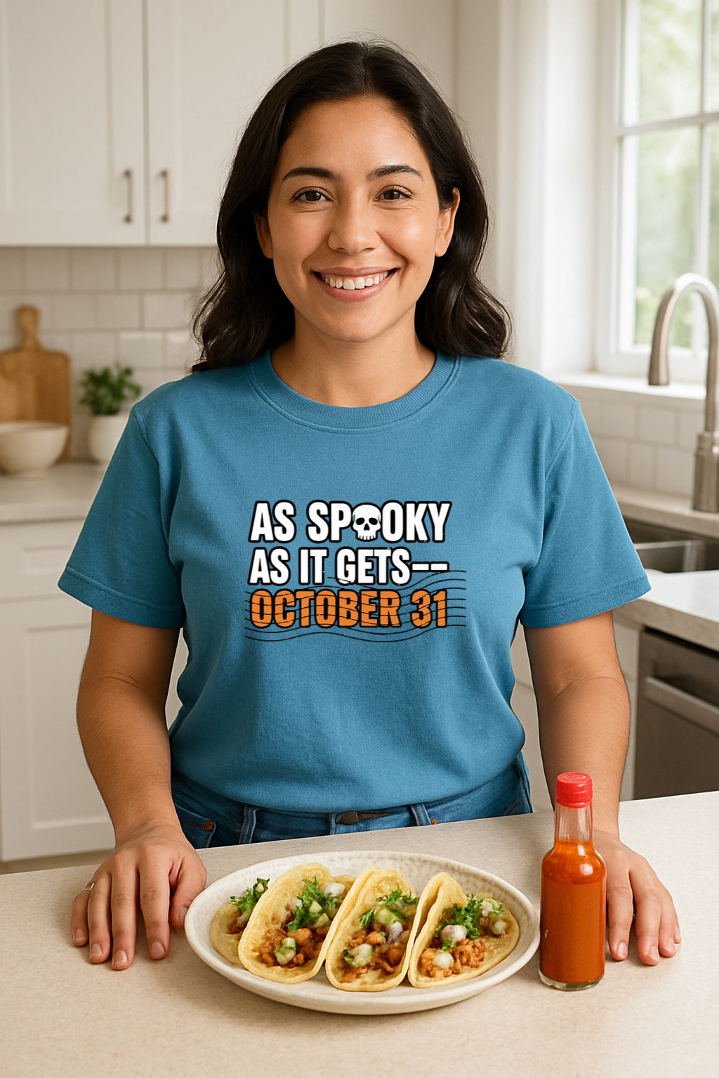As Spooky As It Gets Shirt - Comfort Colors™ Dyed Halloween Tee - October 31 Skull Graphic Shirt-Funny Spooky Postmark T-shirt