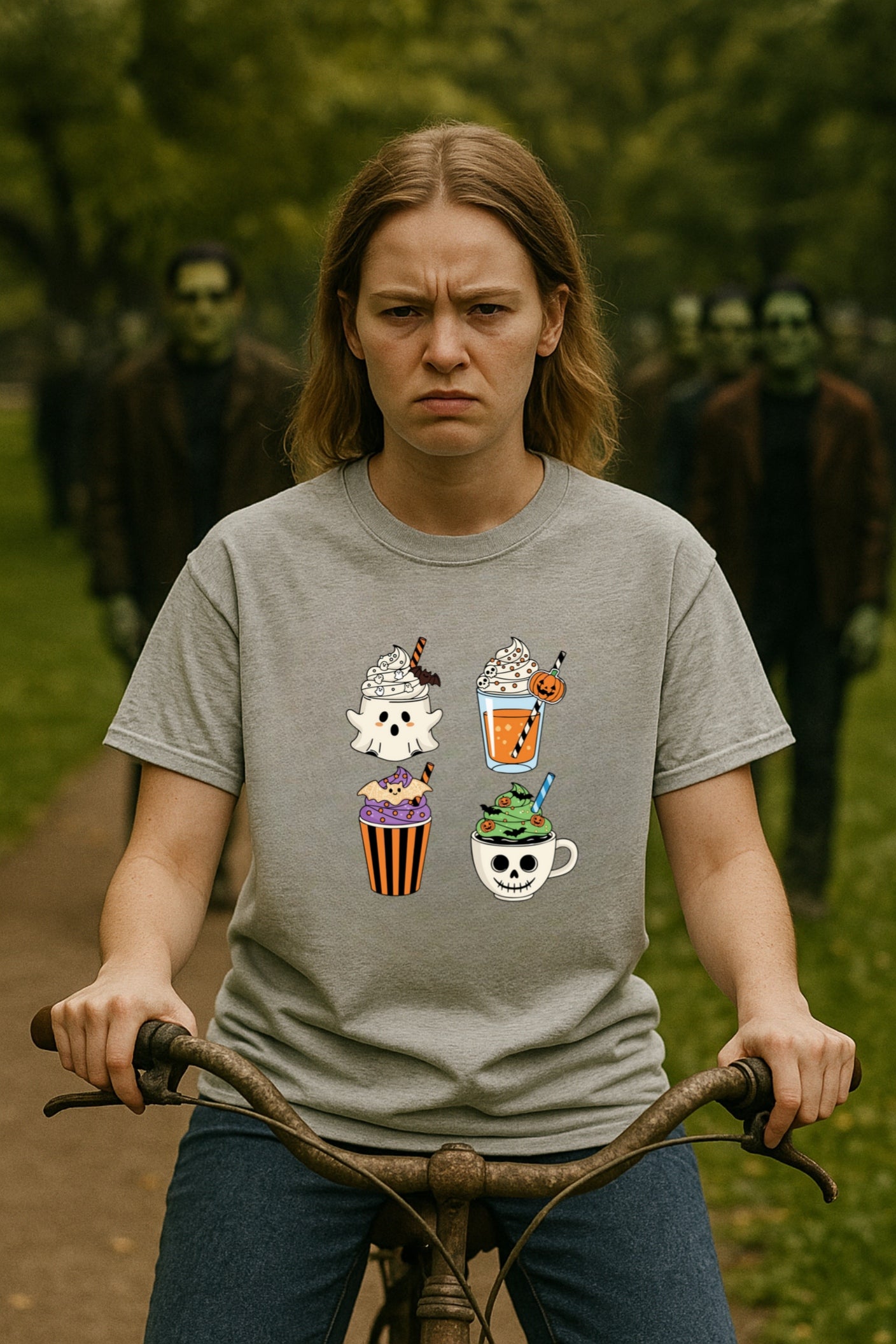 Spooky and Spiced Halloween Coffee Shirt, Cute Ghost Pumpkin Latte Tee, Funny Fall Drinks Skeleton Mug Top, Comfort Colors® Halloween
