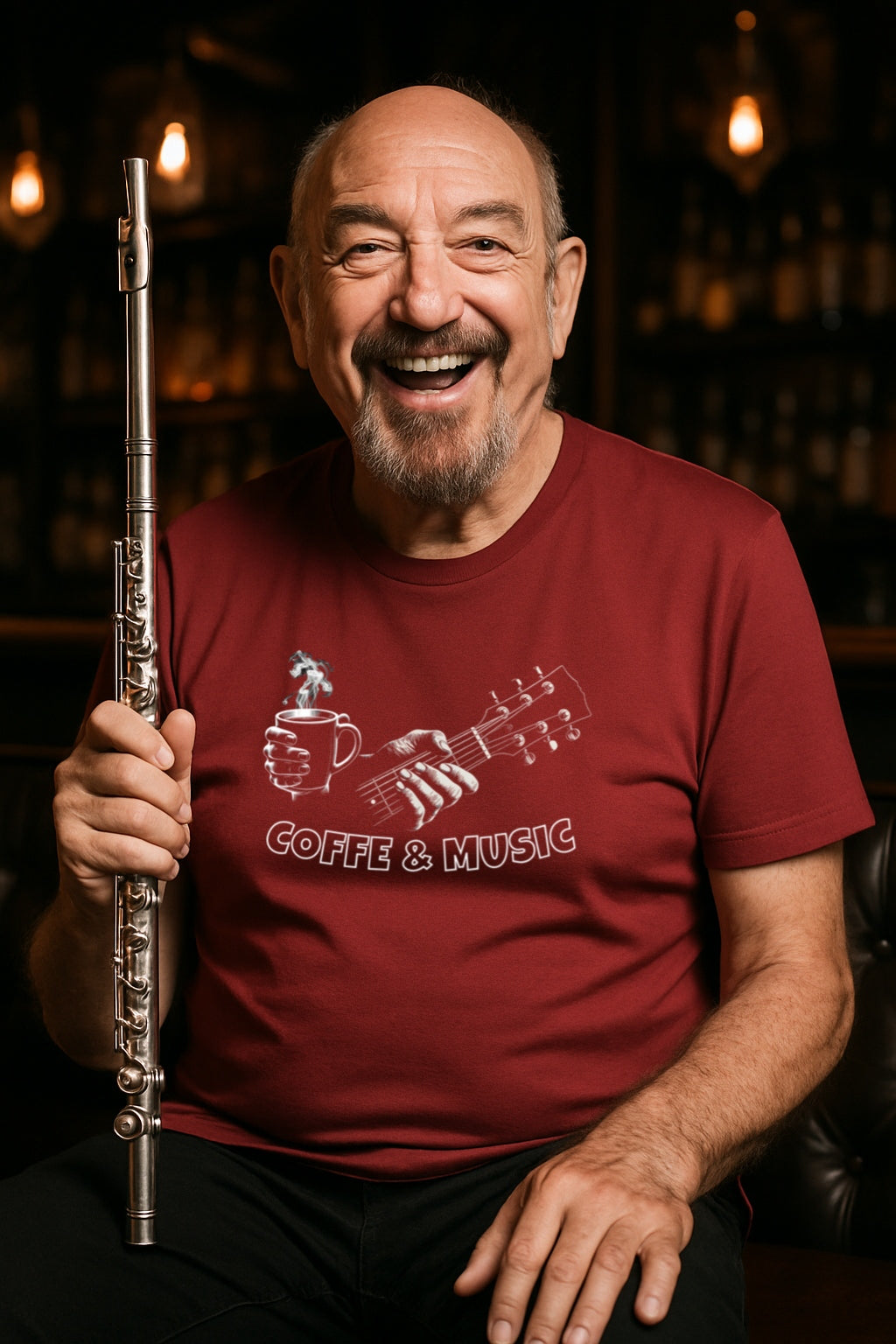 Coffee & Music T-Shirt for Musicians and Coffee Lovers | Guitar and Mug Design | Bella Canvas 3600 Soft Dark Colors