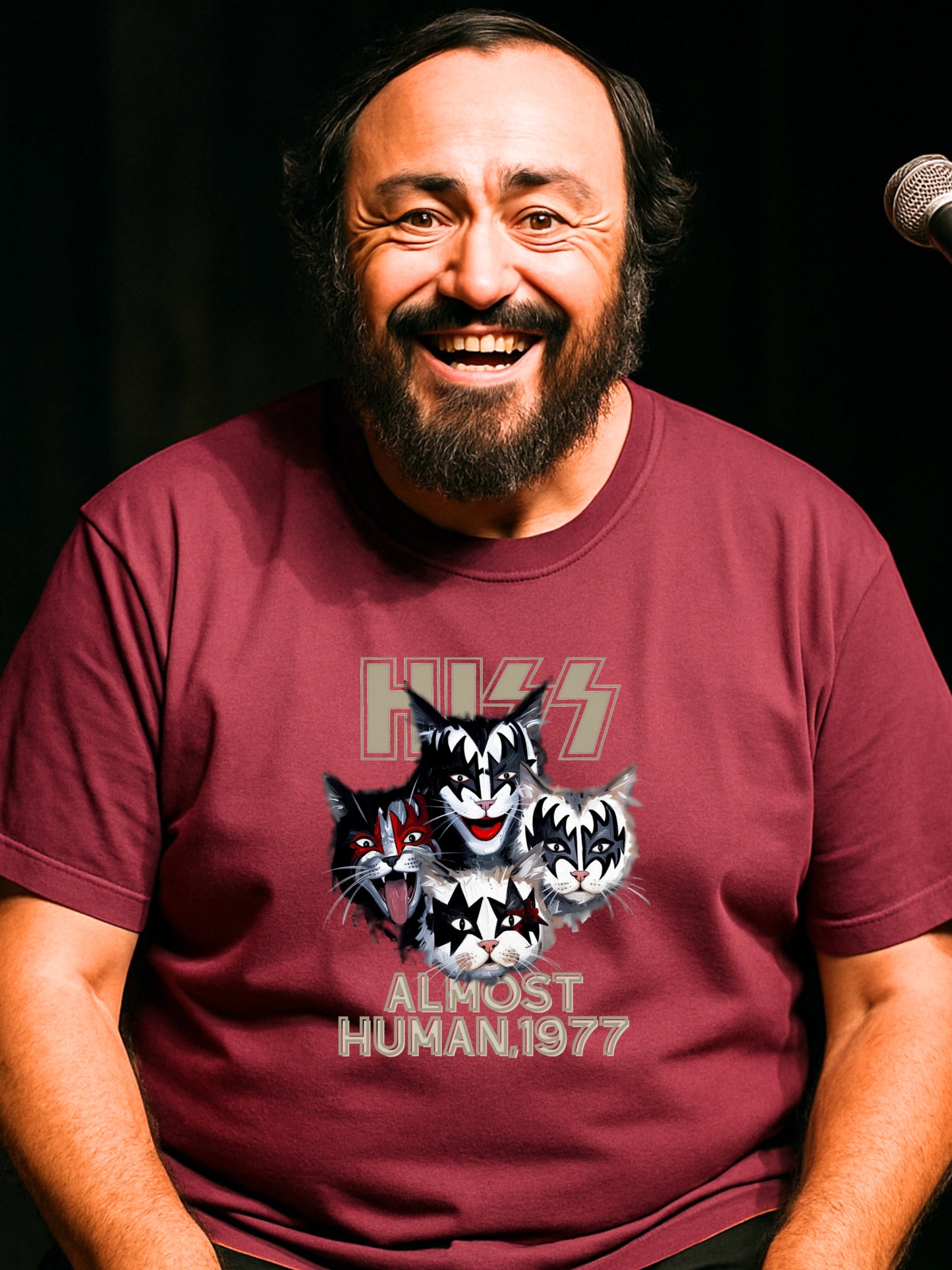 KISS Cat Parody -Almost Human 1977 - Cotton Unisex T-shirt Rock Fans and Cat Lovers