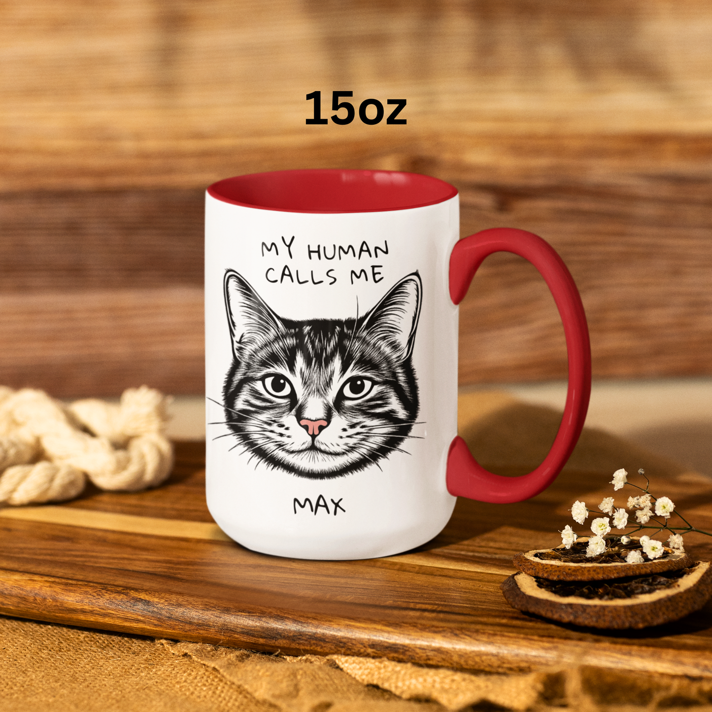 Personalized Coffee Mug Good Morning Servant My Human Calls Me, Cat Lover Name Coffee Cup