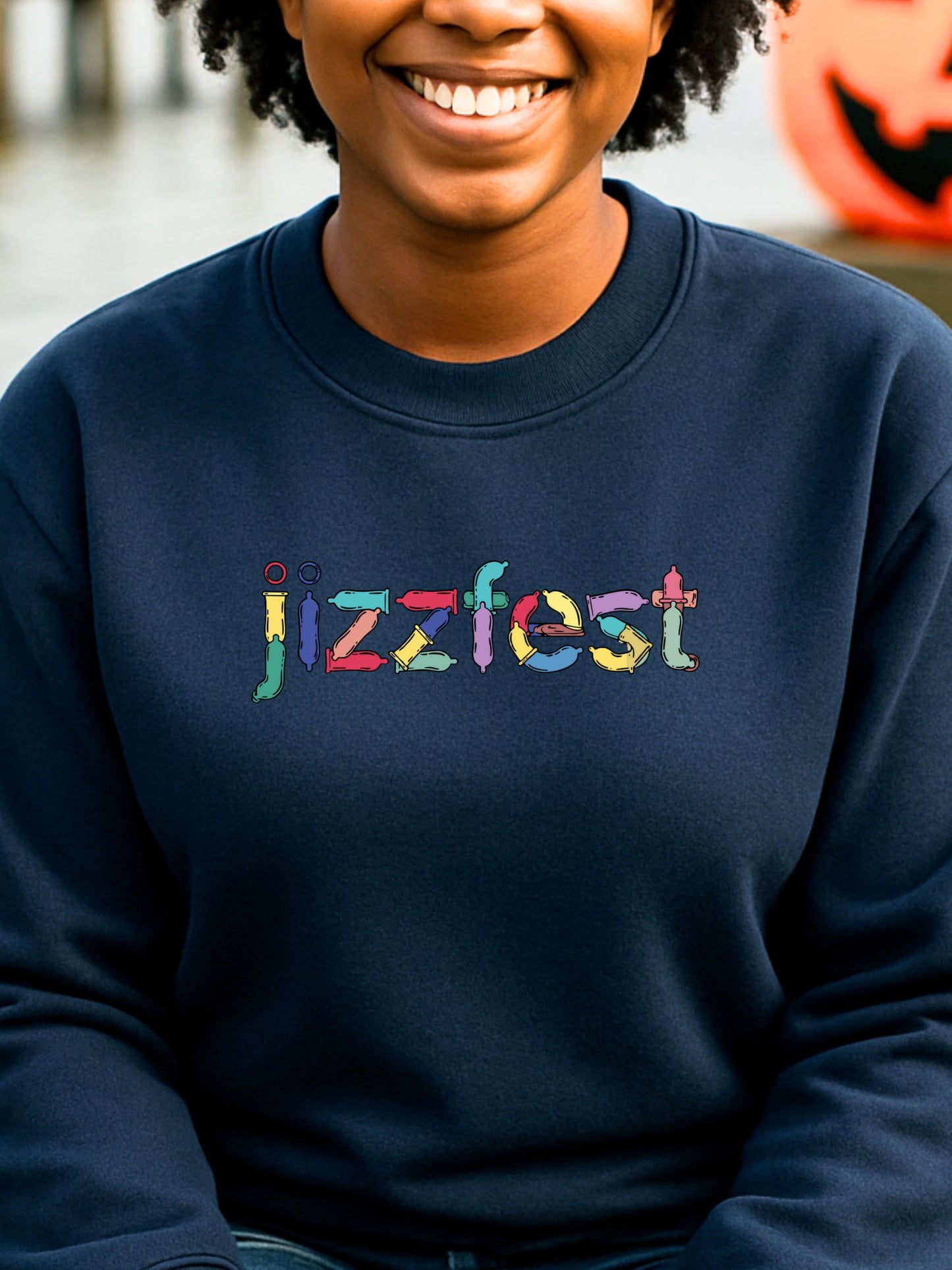 Jizzfest Sweatshirt | Condom Typography Funny Adult Party Graphic | Gildan Softstyle® 18000