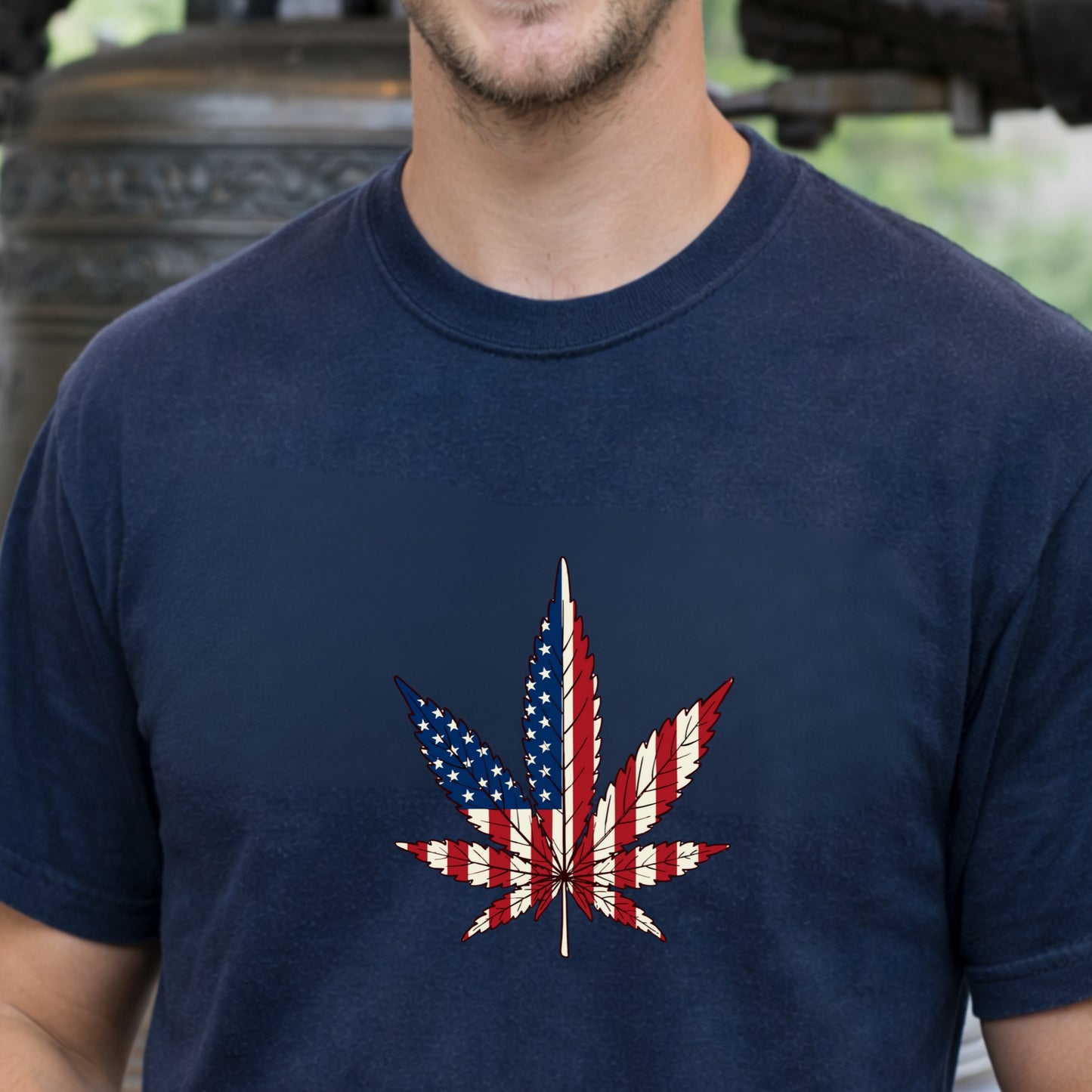 American Flag Cannabis Leaf Tee | Vintage Unisex Patriotic Stoner Funny Humor Cotton T-Shirt