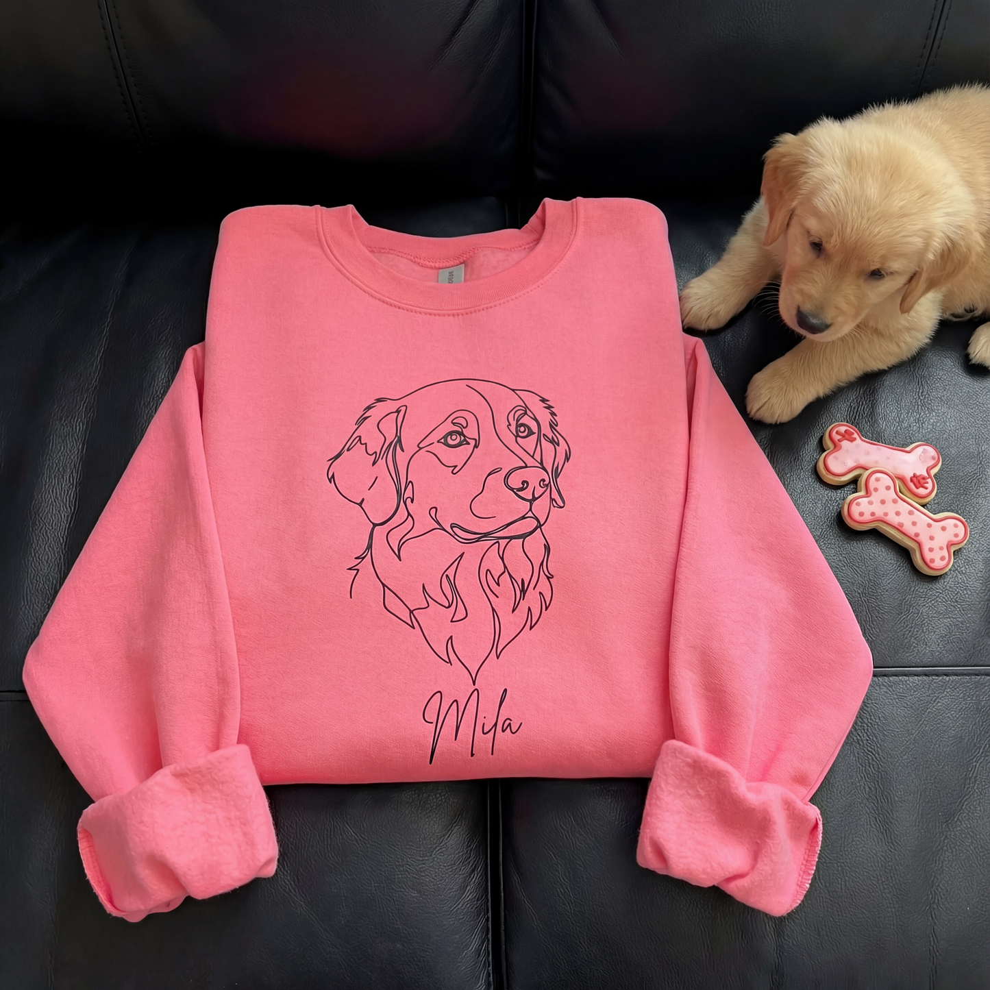 Personalized Golden Retriever Sweatshirt Custom Dog Name Line Art Gift For Pet Lovers